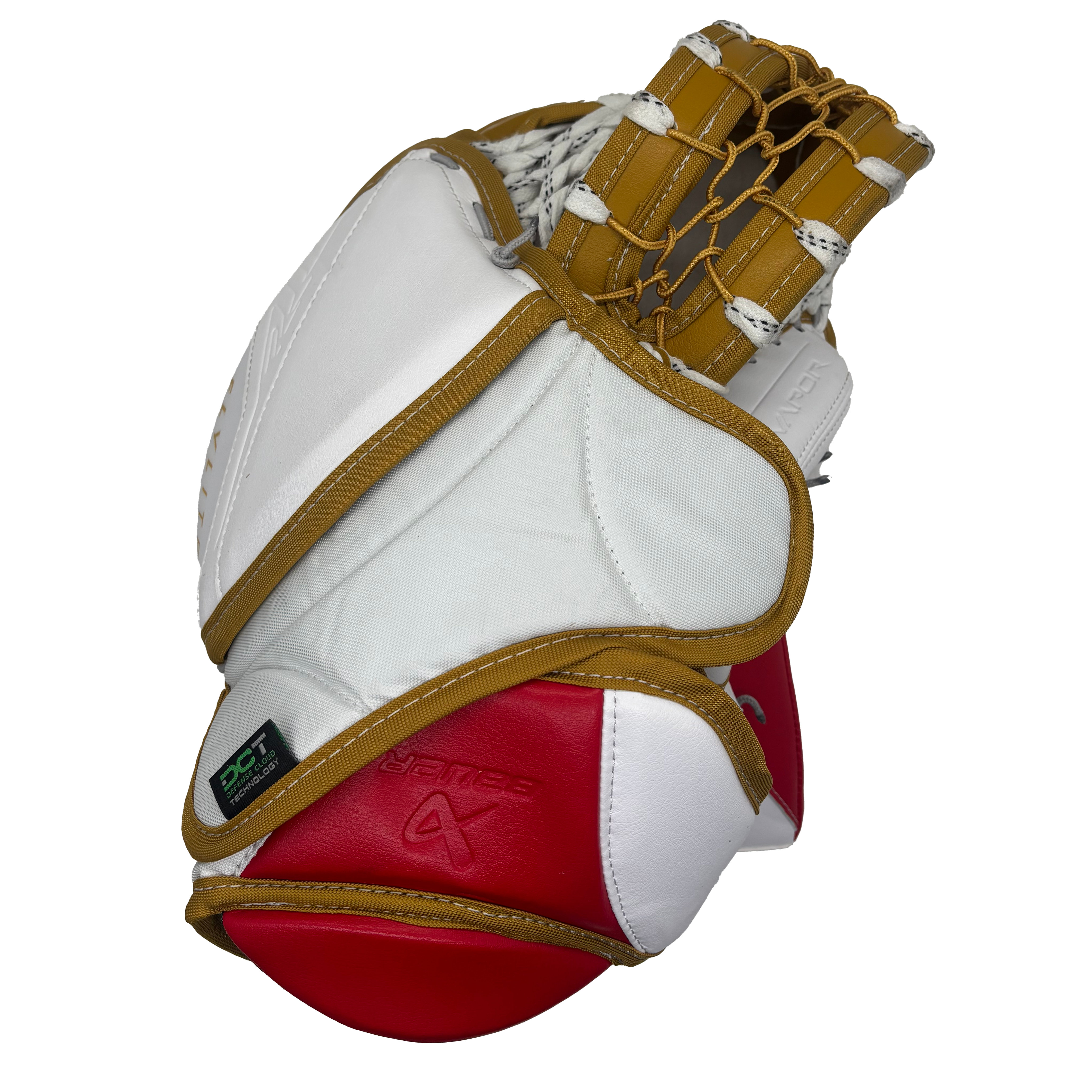 Bauer Vapor Flylite - Pro Stock Goalie Glove (Red/White/Tan/Baby Blue)