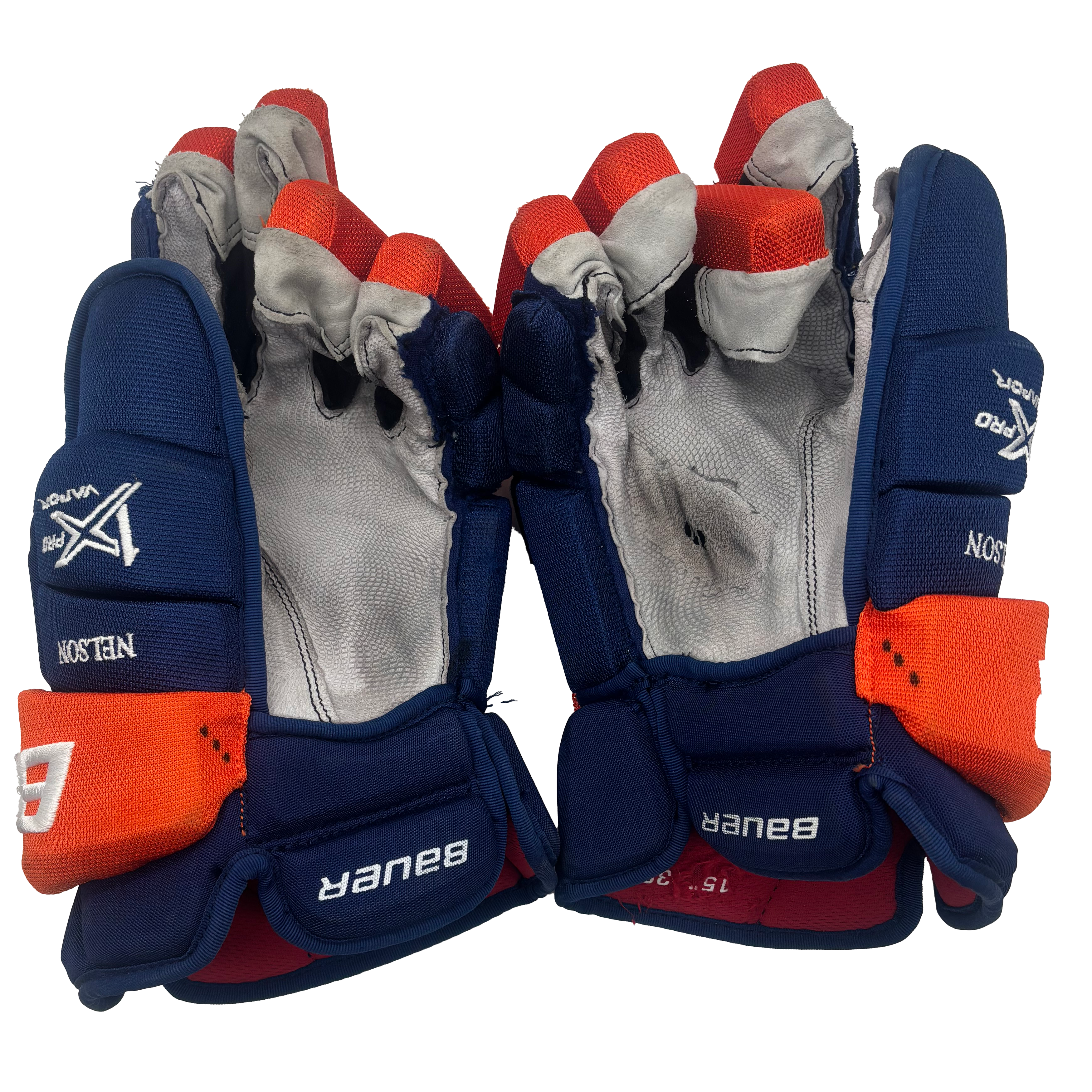Bauer Vapor 1X Pro - Used NHL Pro Stock Glove - Brock Nelson (Blue/Orange)