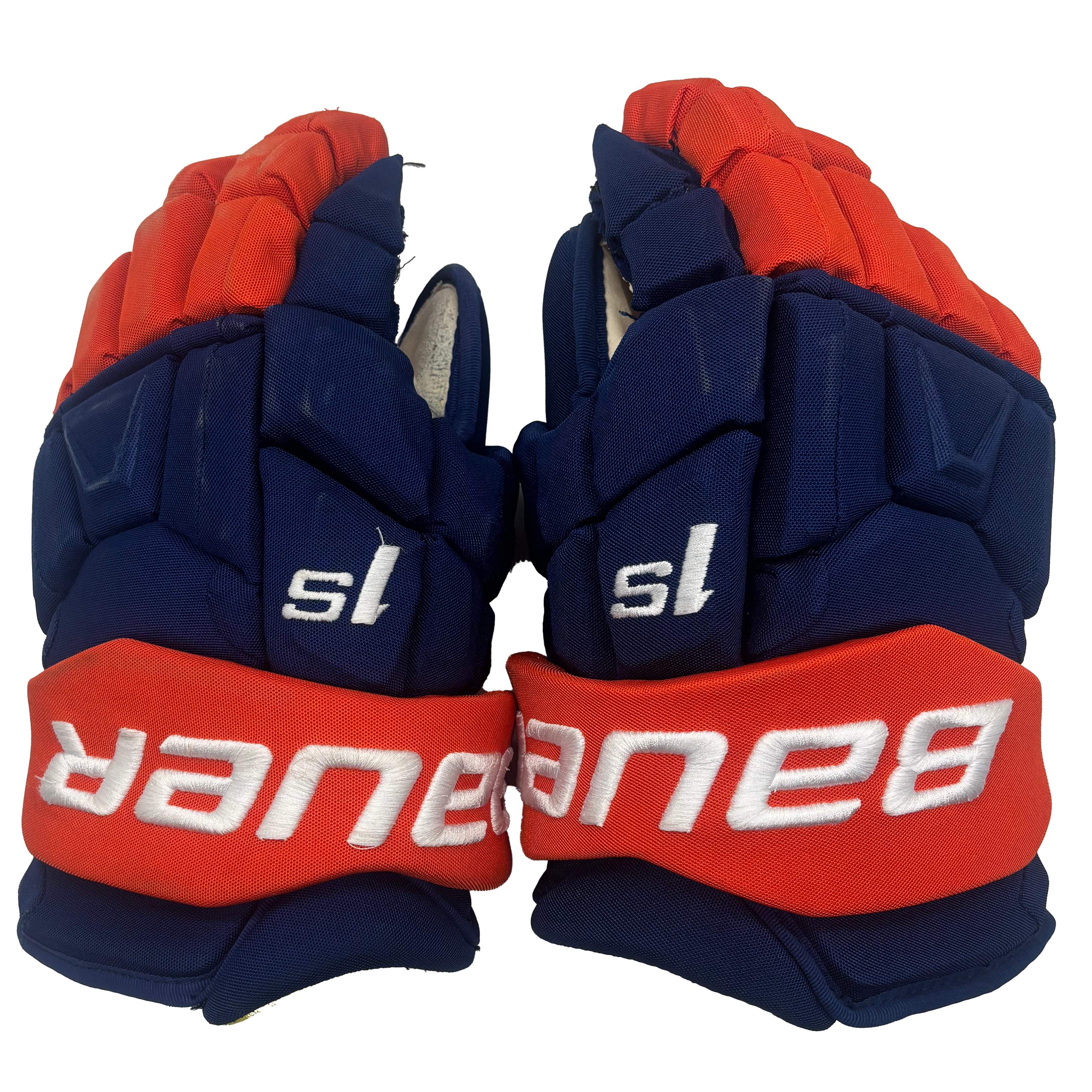 Bauer Supreme 1S - Used NHL Pro Stock Glove - Jordan Eberle (Blue/Orange)