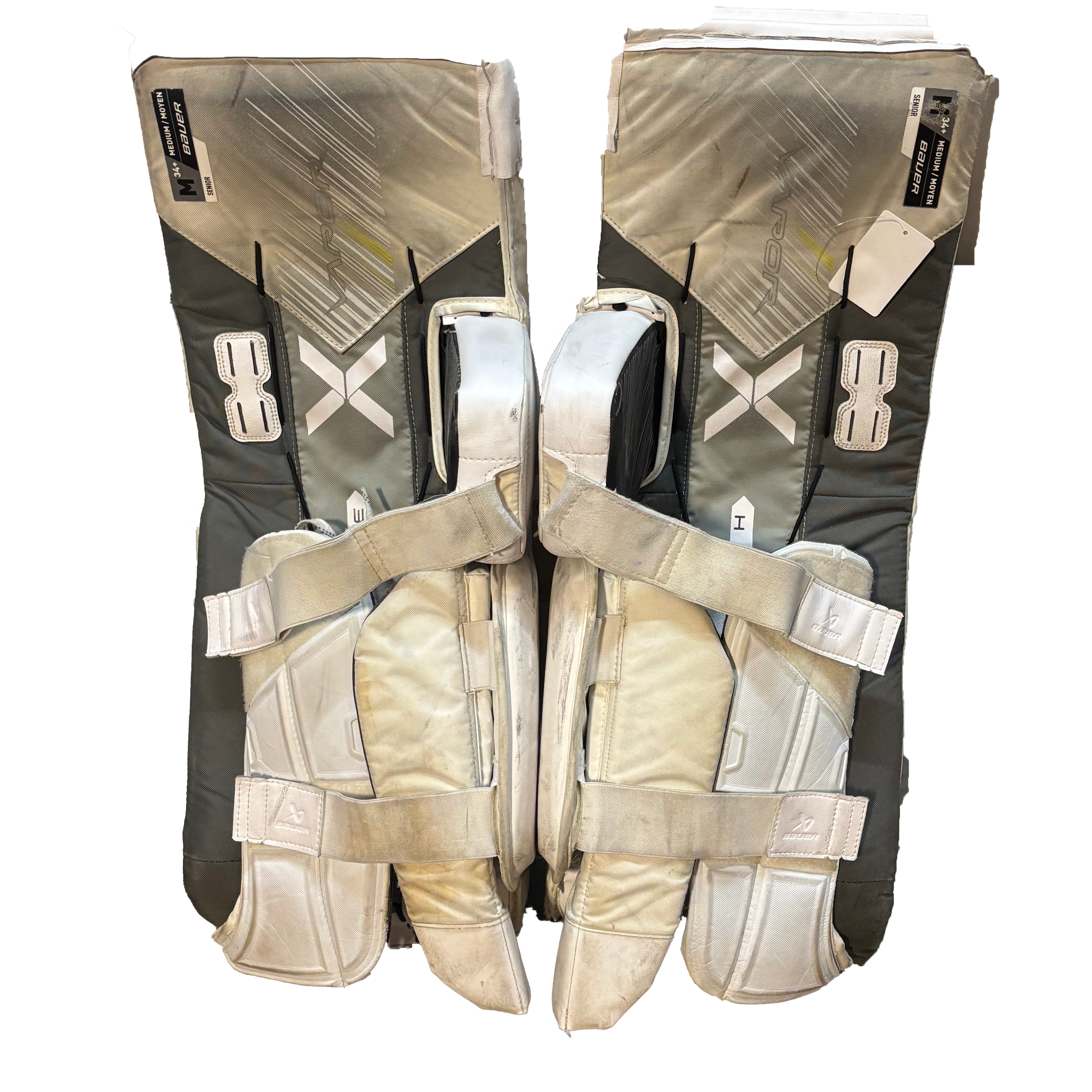 Bauer Vapor Hyperlite 2 - Used Pro Stock Goalie Pads (White/Silver)