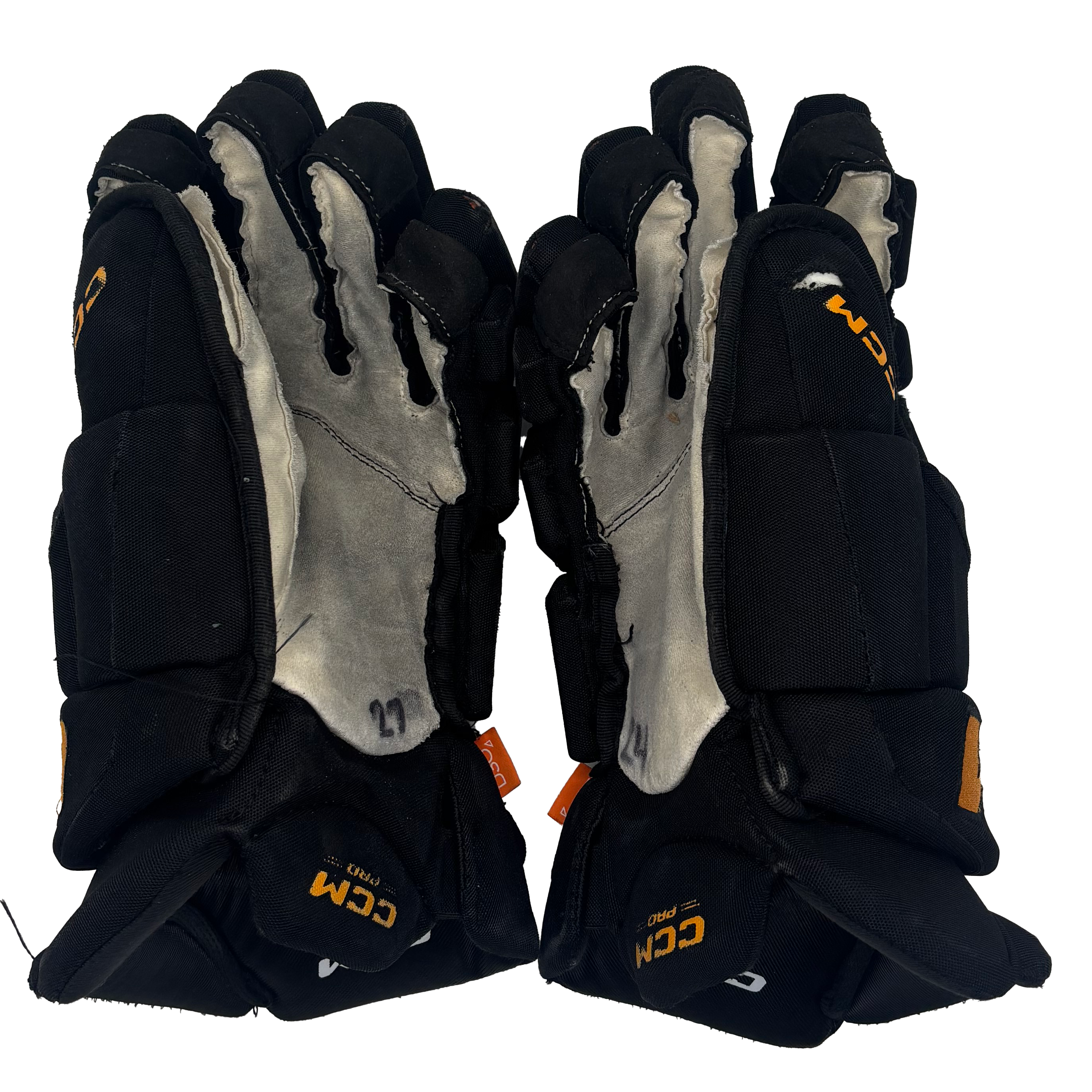 CCM HGJS - Used Pro Stock Gloves (Black/Yellow)