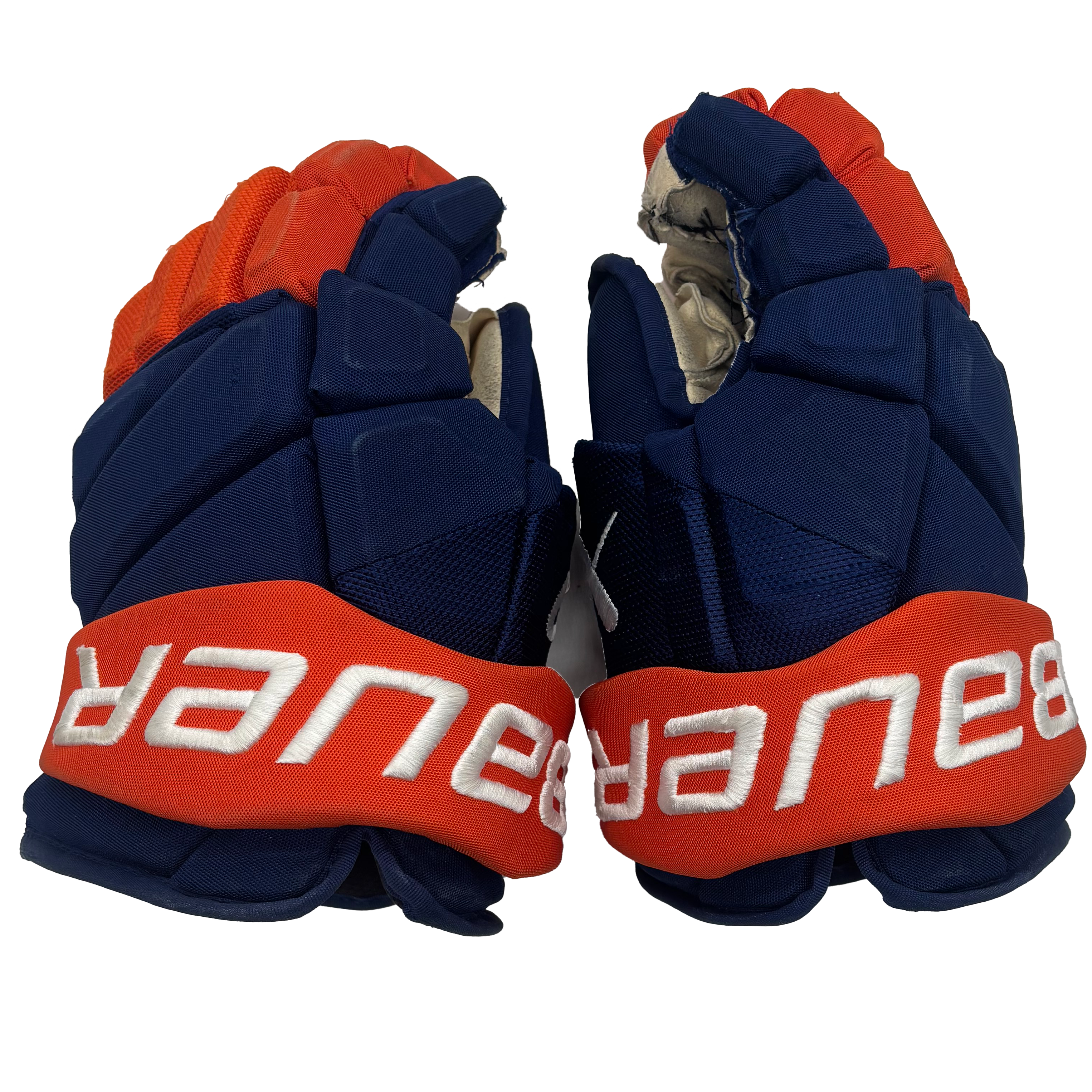 Bauer Vapor Hyperlite - Used NHL Pro Stock Glove - Kyle Palmeri (Blue/Orange)