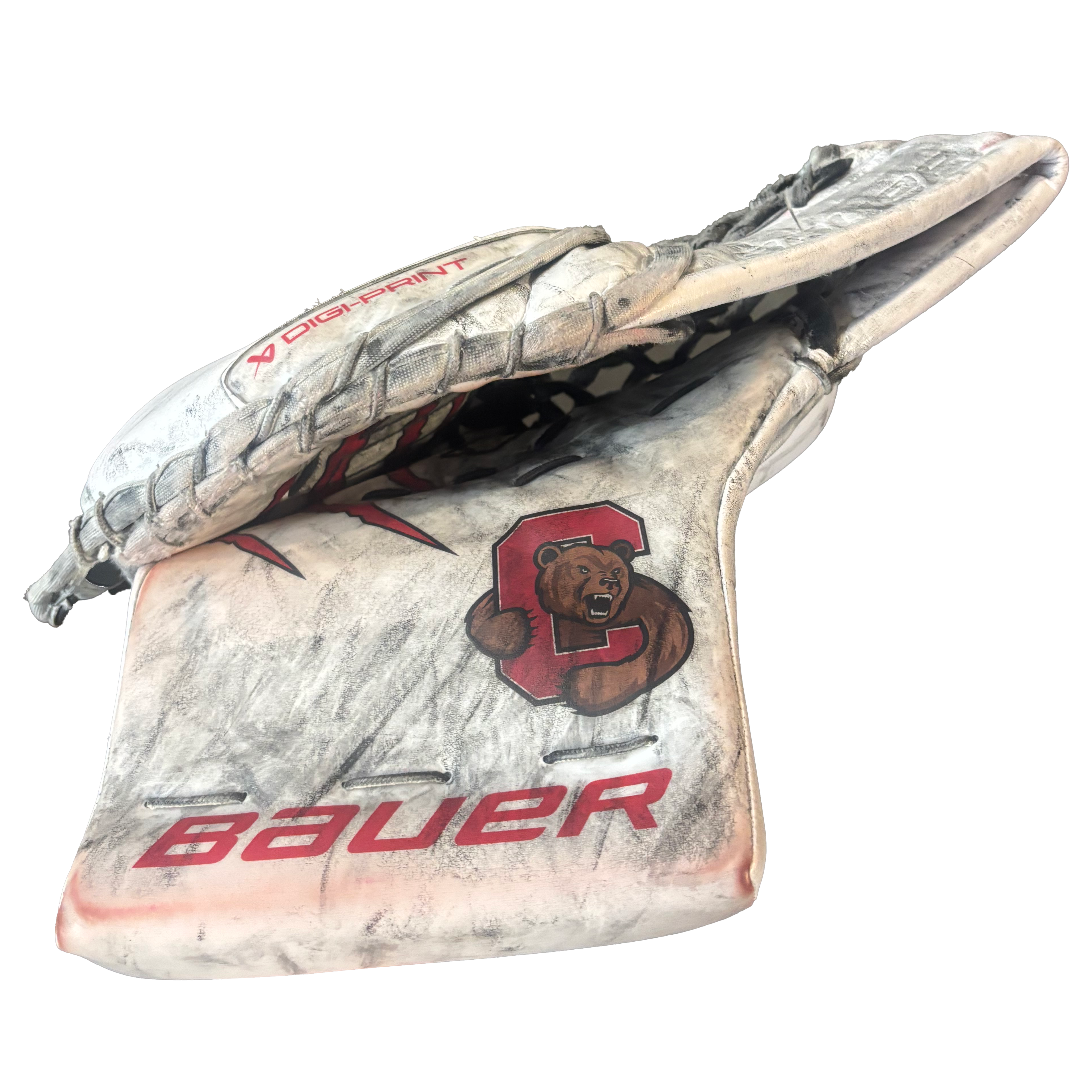Bauer Vapor Flylite - Used Full Right Pro Stock Goalie Glove (White/Red)