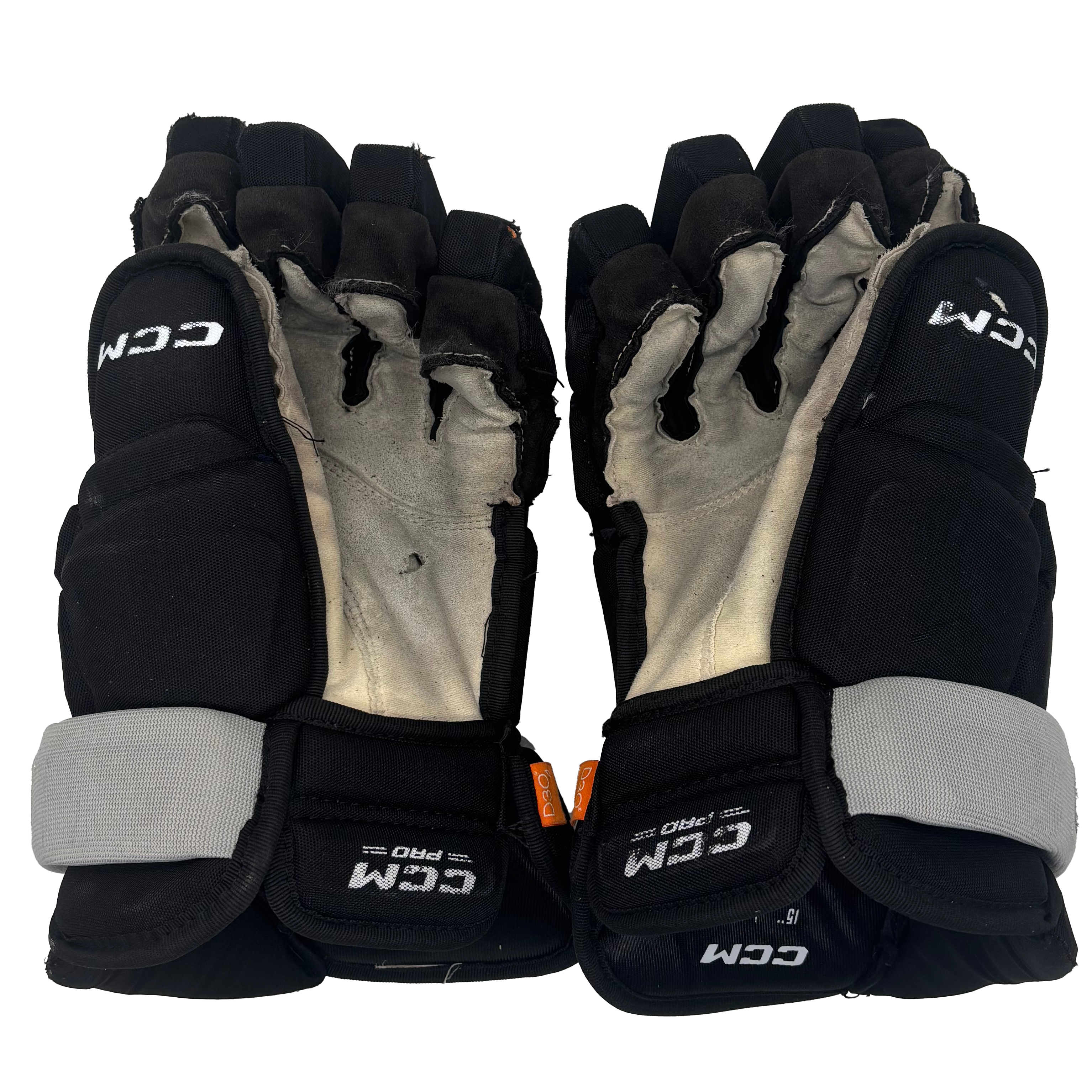 CCM HG43PP - Used AHL Pro Stock Gloves (Black/Grey)