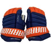 Warrior Alpha DX - Used NHL Pro Stock Hockey Gloves - Ross Johnston (Blue/Orange)