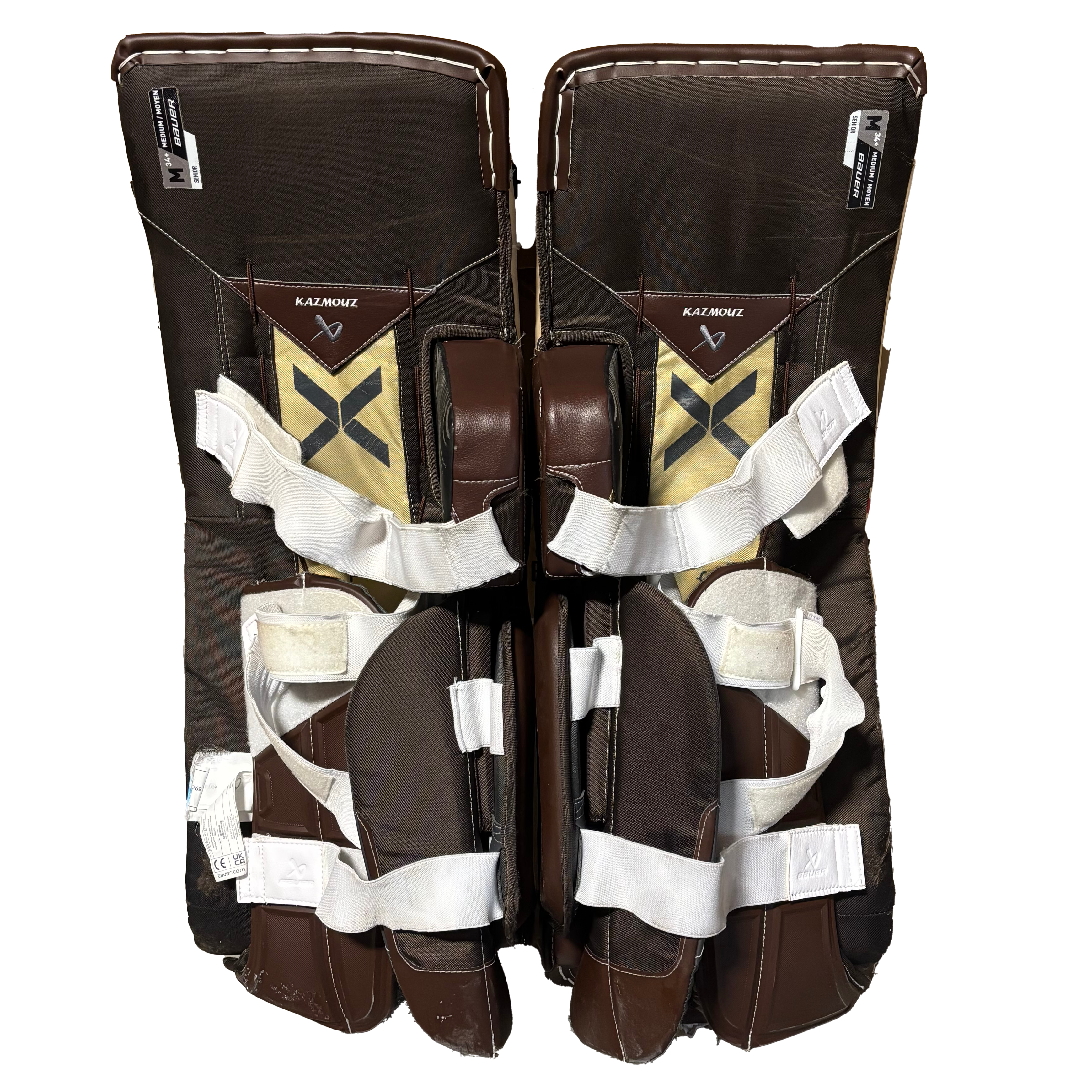 Bauer Vapor Hyperlite 2 - Used Pro Stock Goalie Pads (Cream/Brown/Red)