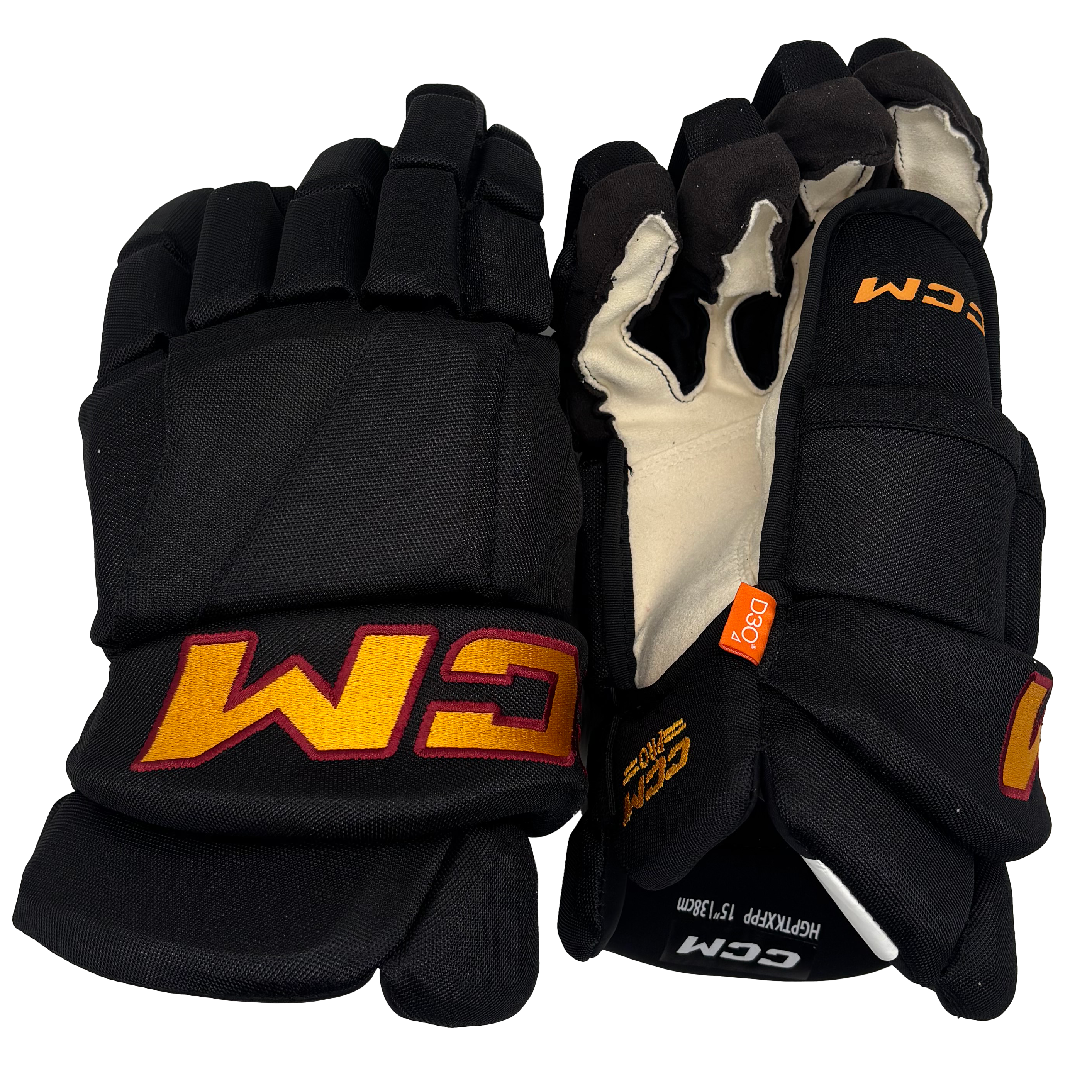 CCM HGPTKXFPP - AHL Pro Stock Hockey Gloves (Black/Gold/Maroon)