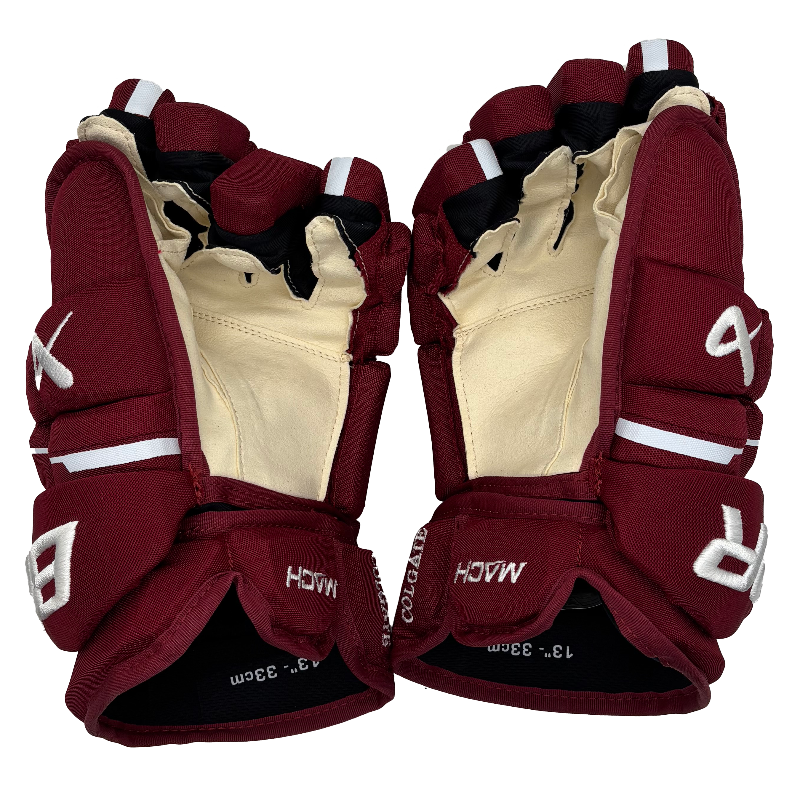 Bauer Supreme Mach - NCAA Pro Stock Gloves (Maroon/White)