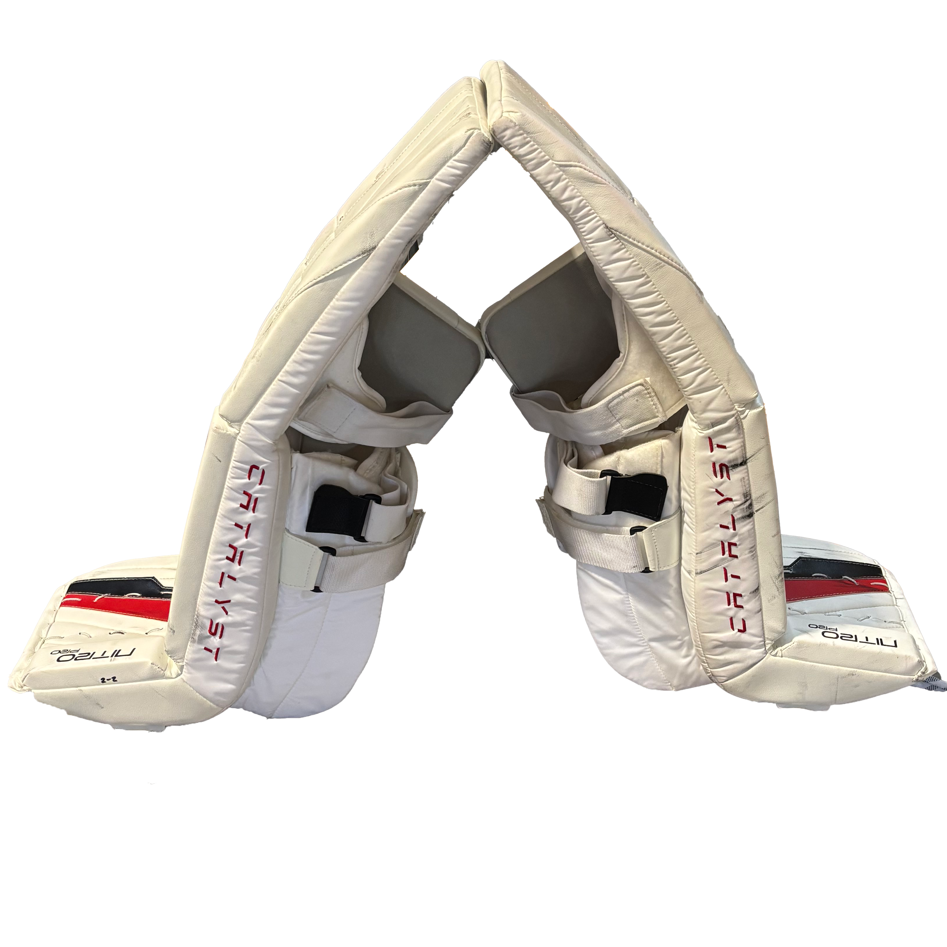 True Catalyst Nitro Pro - Used Pro Stock Goalie Pads (White/Black/Red)