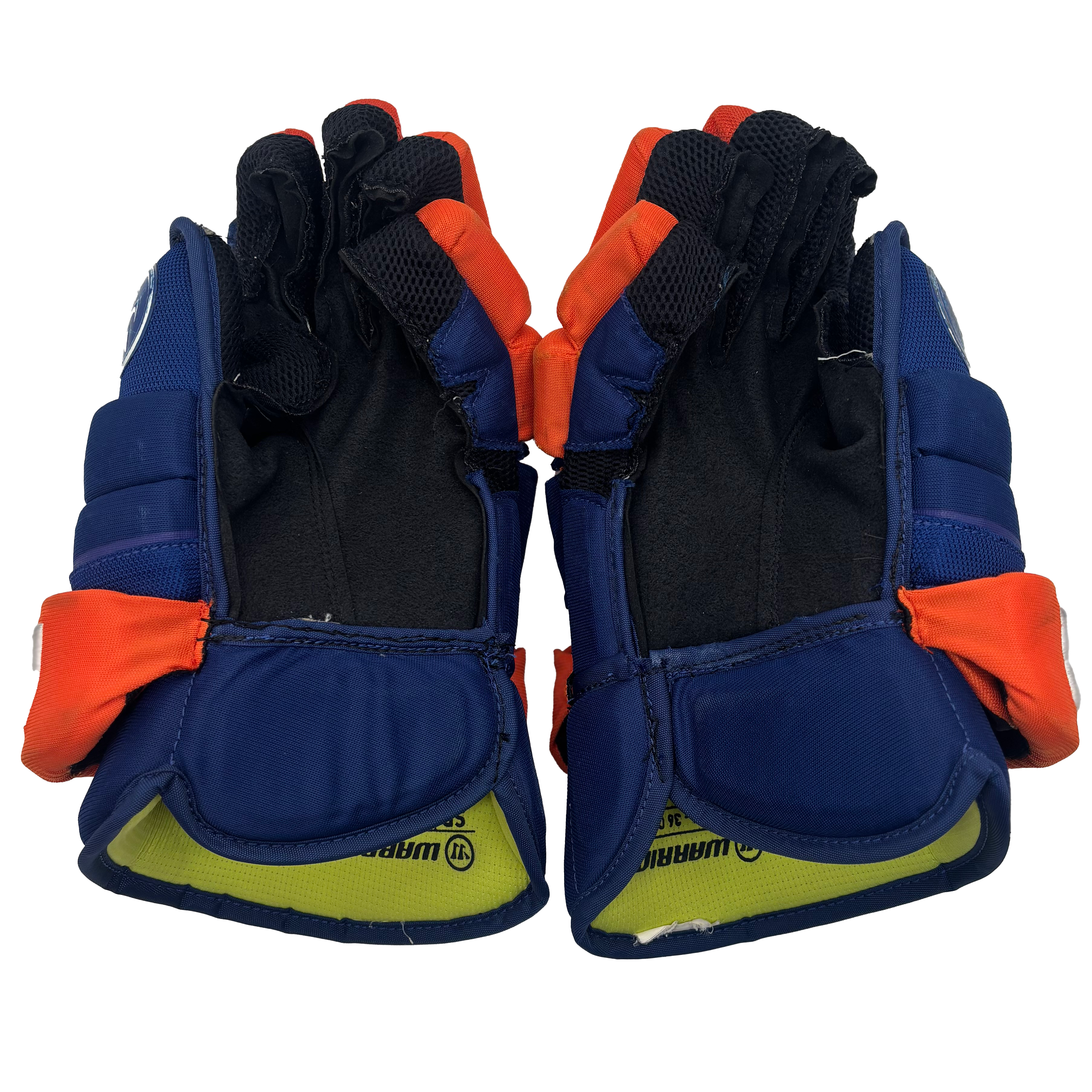 Warrior Covert QR5 Pro - NHL Used Pro Stock Glove - Cal Clutterbuck (Blue/Orange)