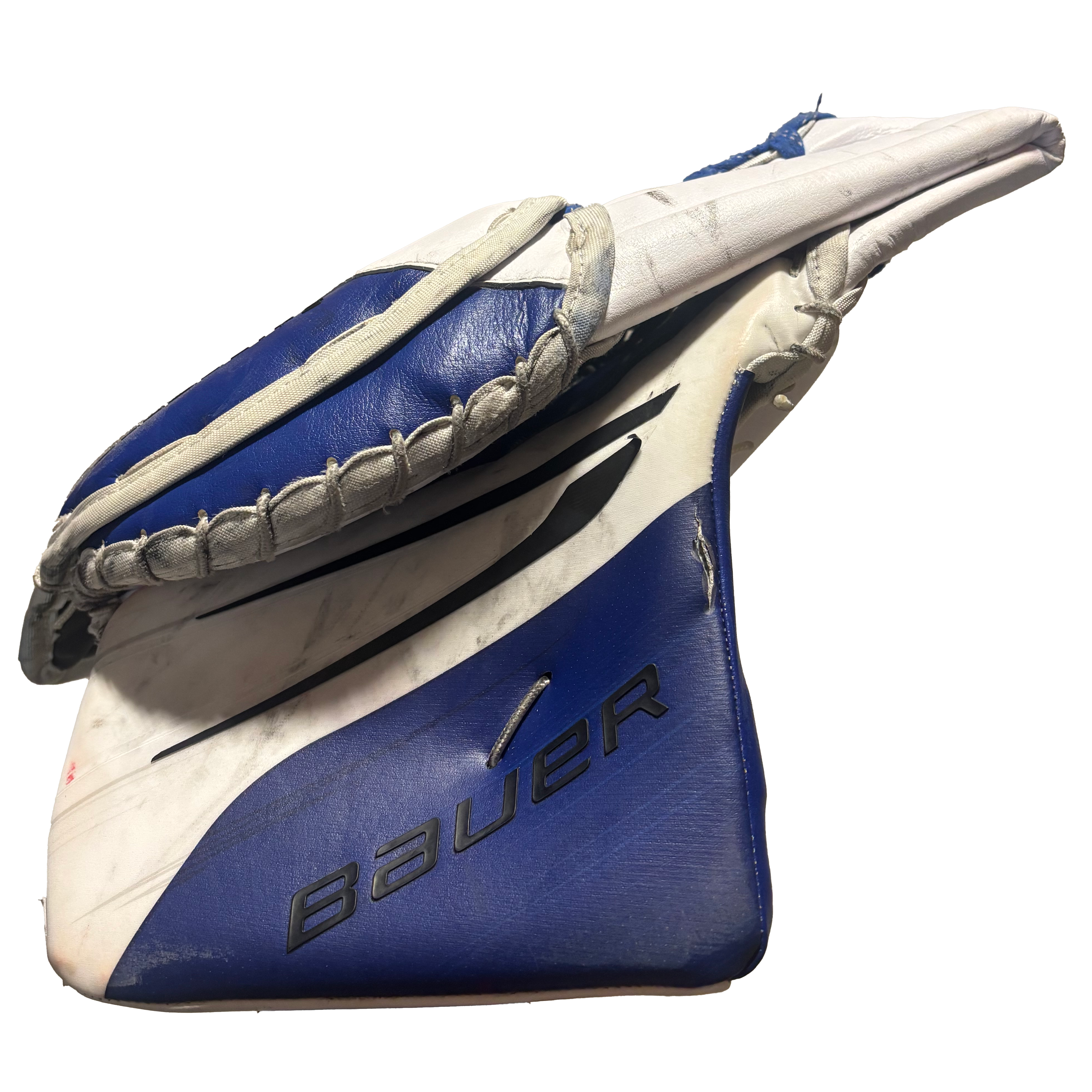 Bauer Vapor Hyperlite 2 - Used Full Right Pro Stock Goalie Glove (White/Blue/Black)