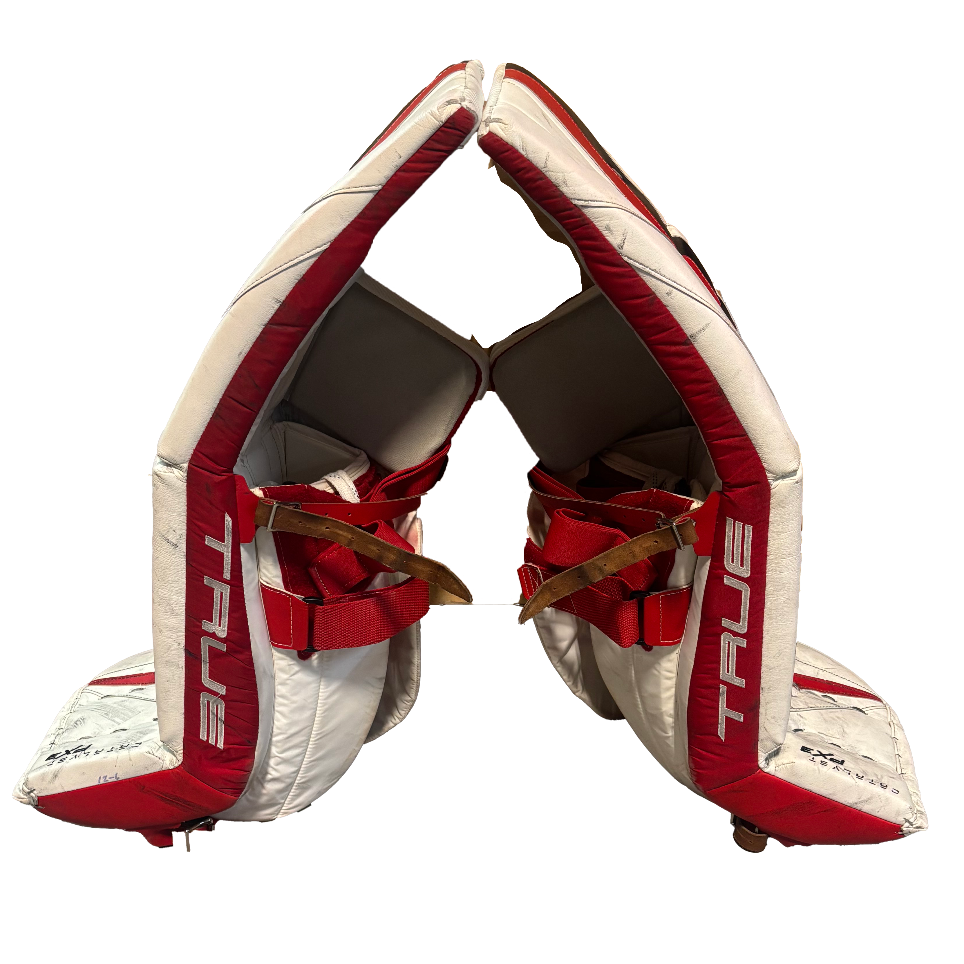 TRUE Catalyst PX3 - Used Pro Stock Goalie Pads (White/Black/Red)