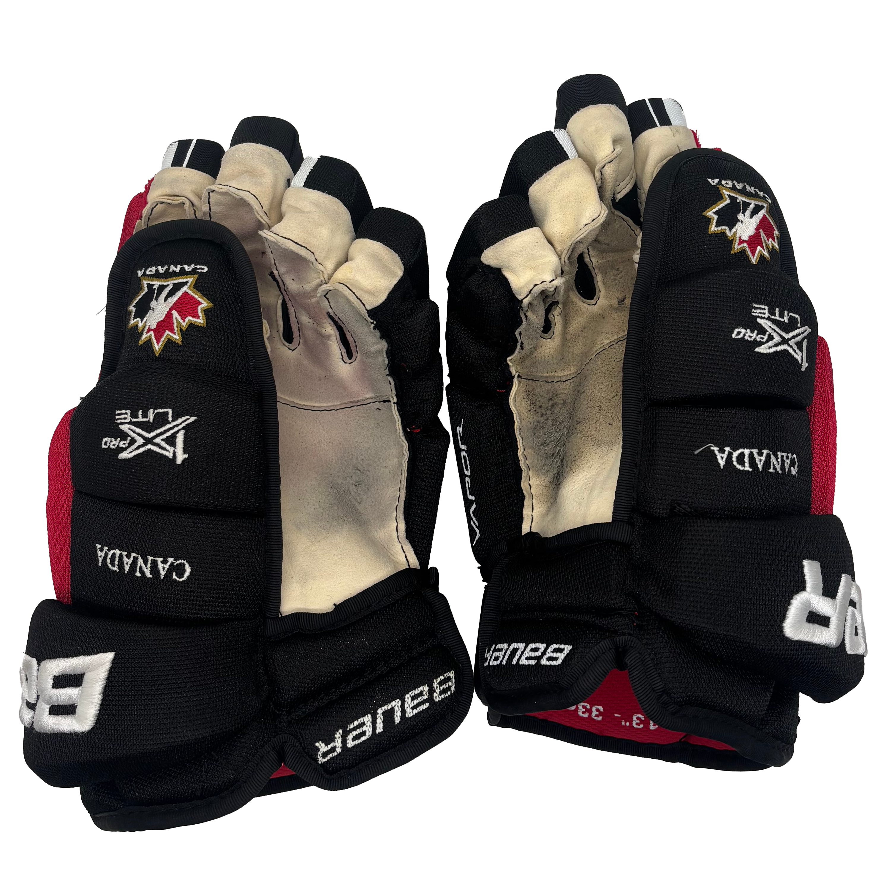 Bauer Vapor 1X Pro Lite - Used Team Canada Pro Stock Hockey Gloves (Black/Red/White)
