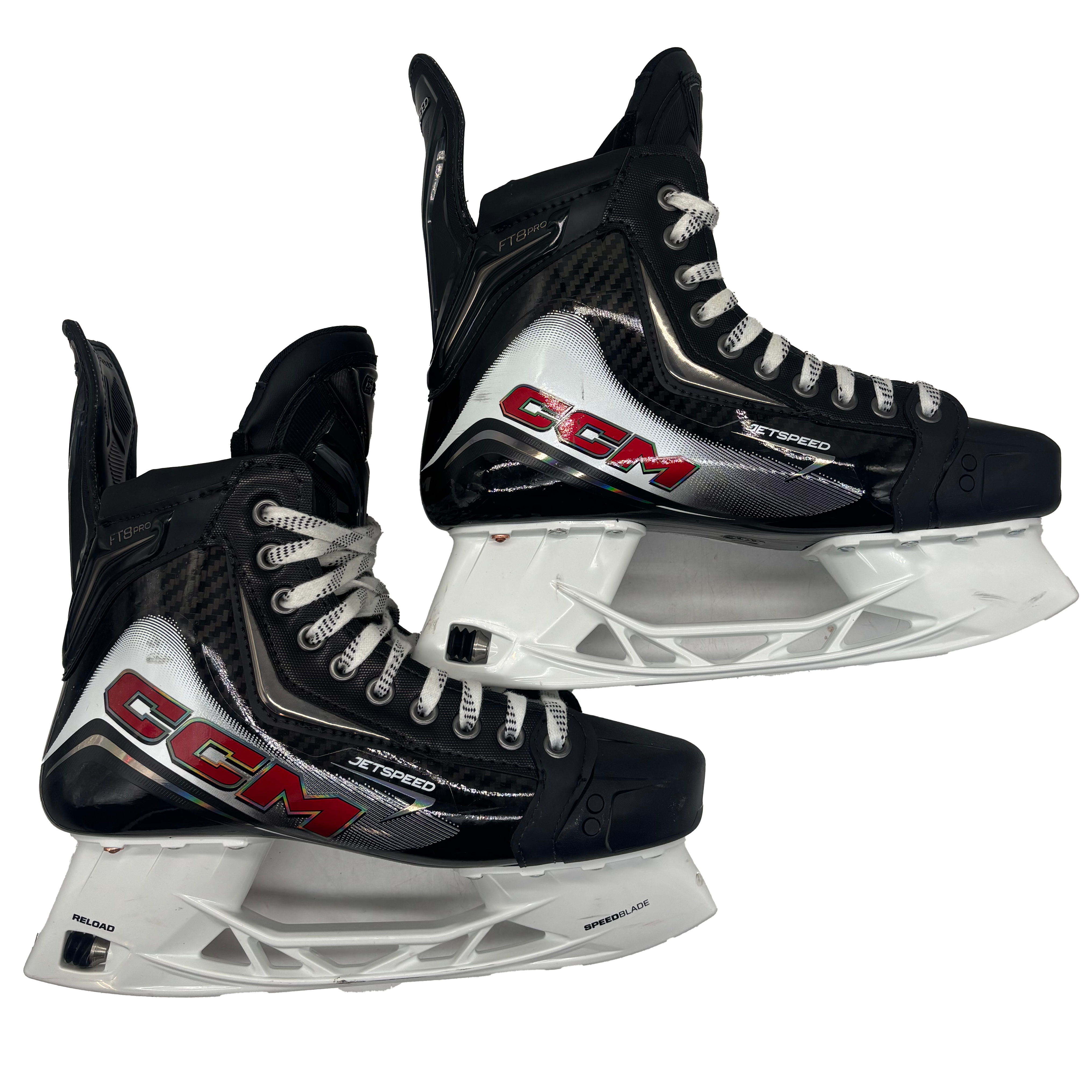 CCM Jetspeed FT8 Pro - Used Pro Stock Skates - Size 8E (White/Red)