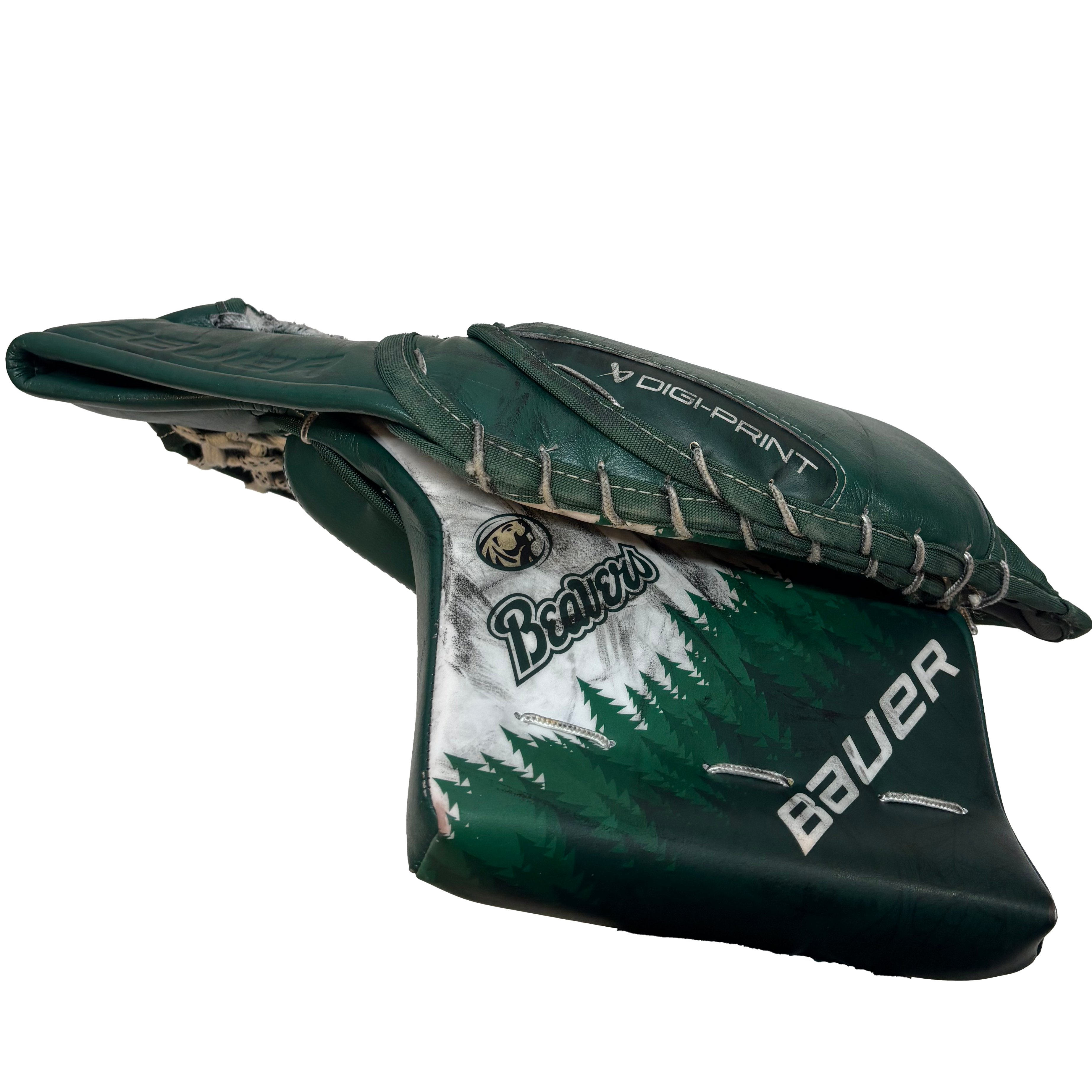 Bauer Vapor Hyperlite 2 - Used NCAA Pro Stock Goalie Glove (Green/White)