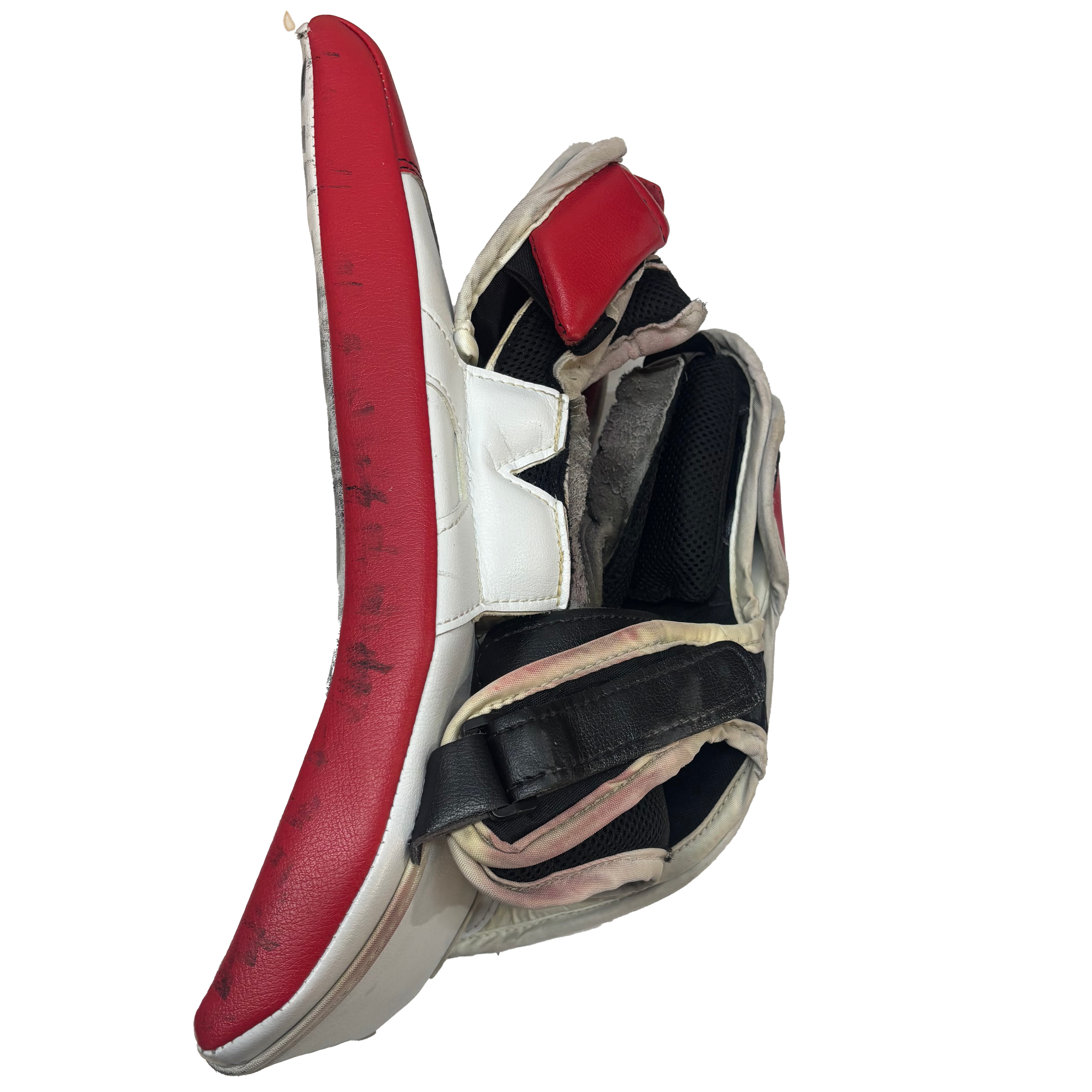 Vaughn Velocity V9 - Used Pro Stock Goalie Blocker (White/Black/Red)