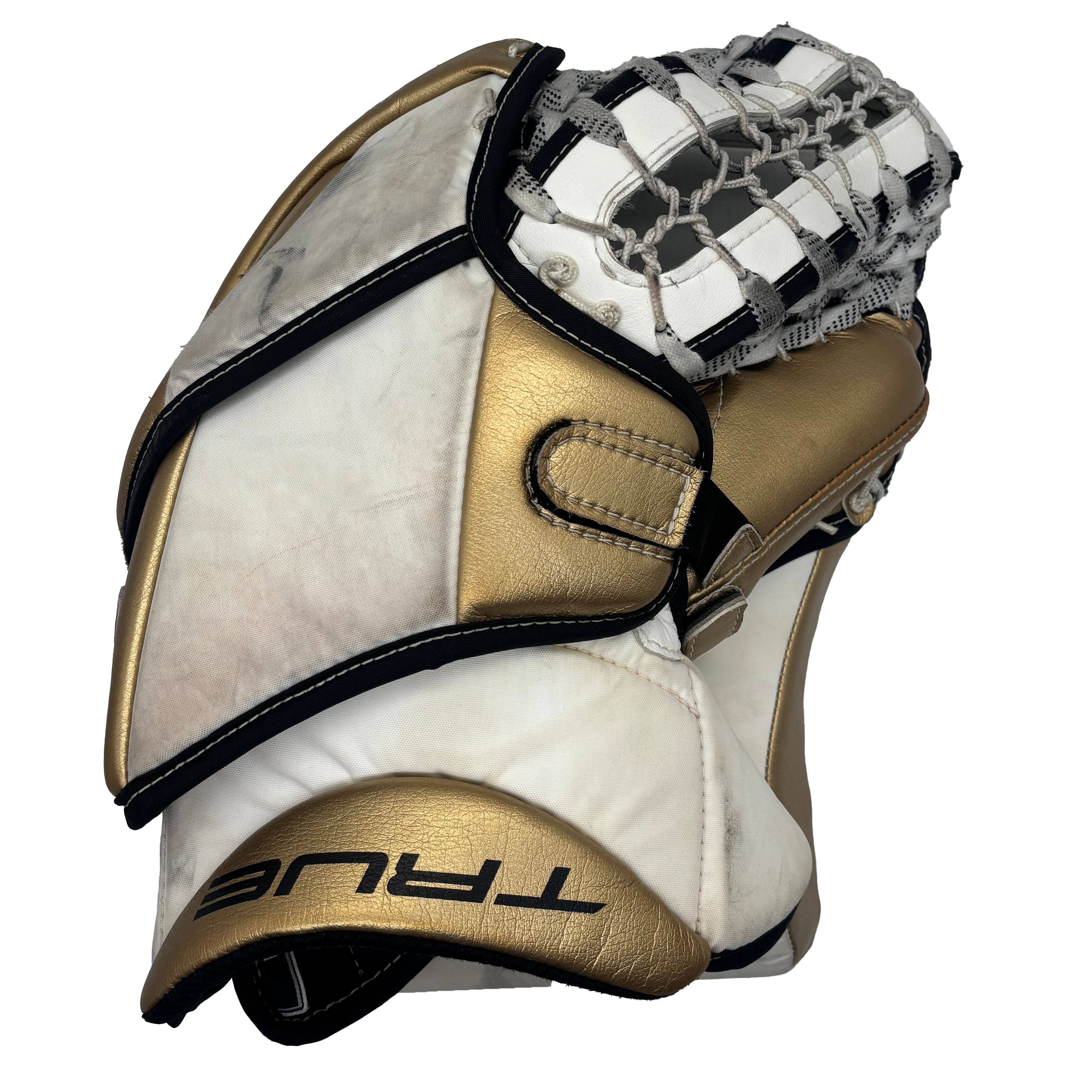 True Catalyst PX3 - Used Pro Stock Goalie Glove (White/Gold/Black)