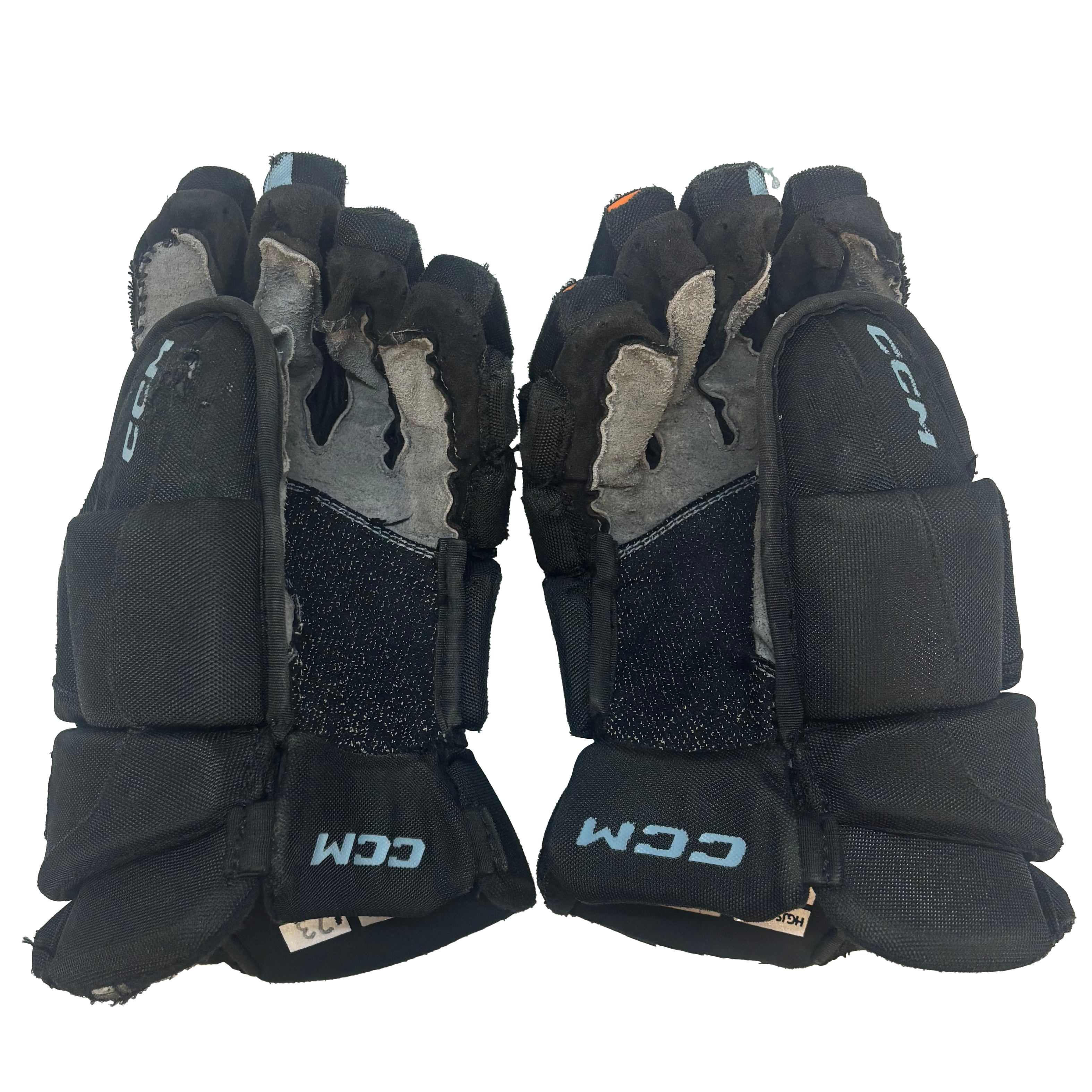 CCM HGJSPP - Used WHL Pro Stock Hockey Gloves (Black/Teal)