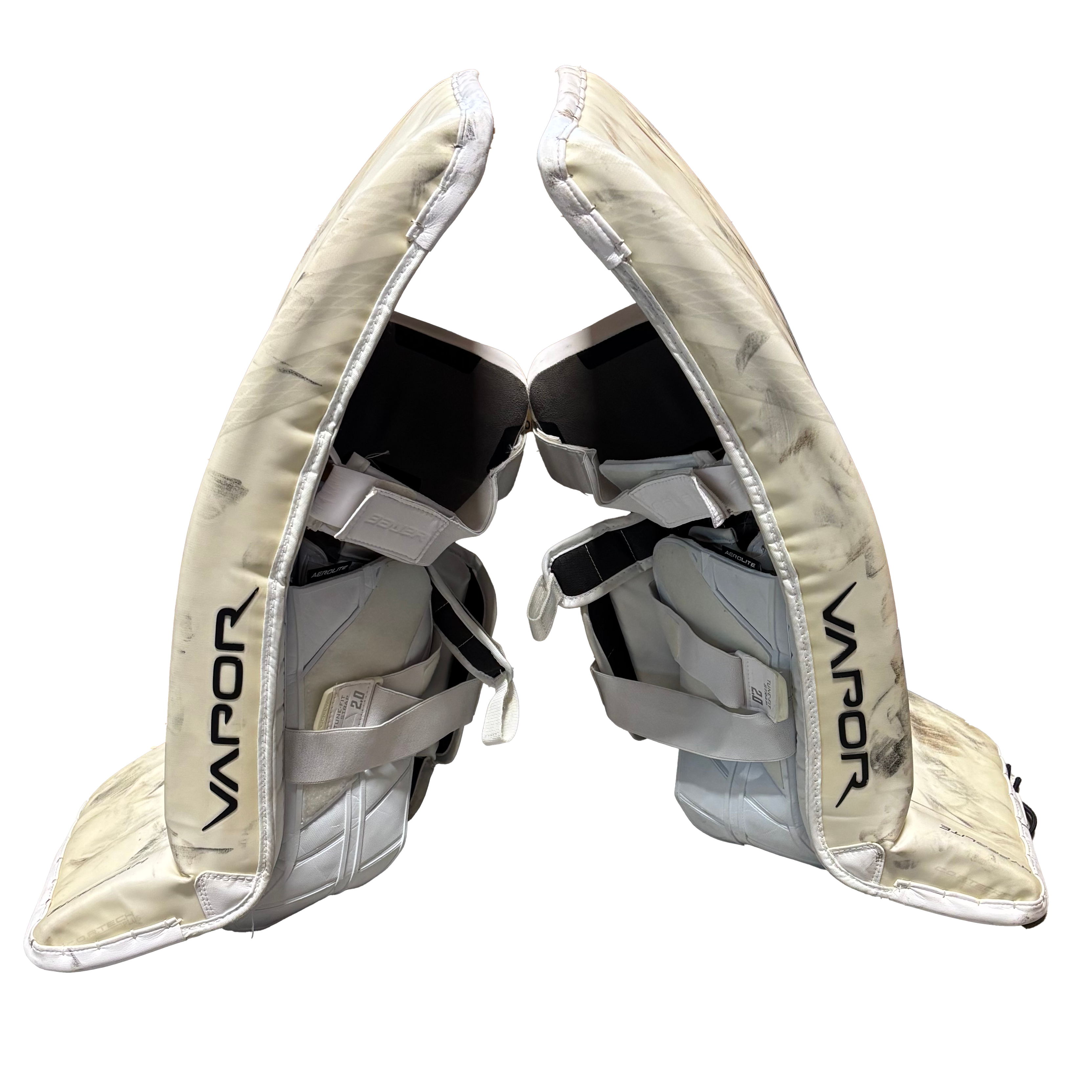 Bauer Vapor Hyperlite - Used Pro Stock Goalie Pads (White/Grey)