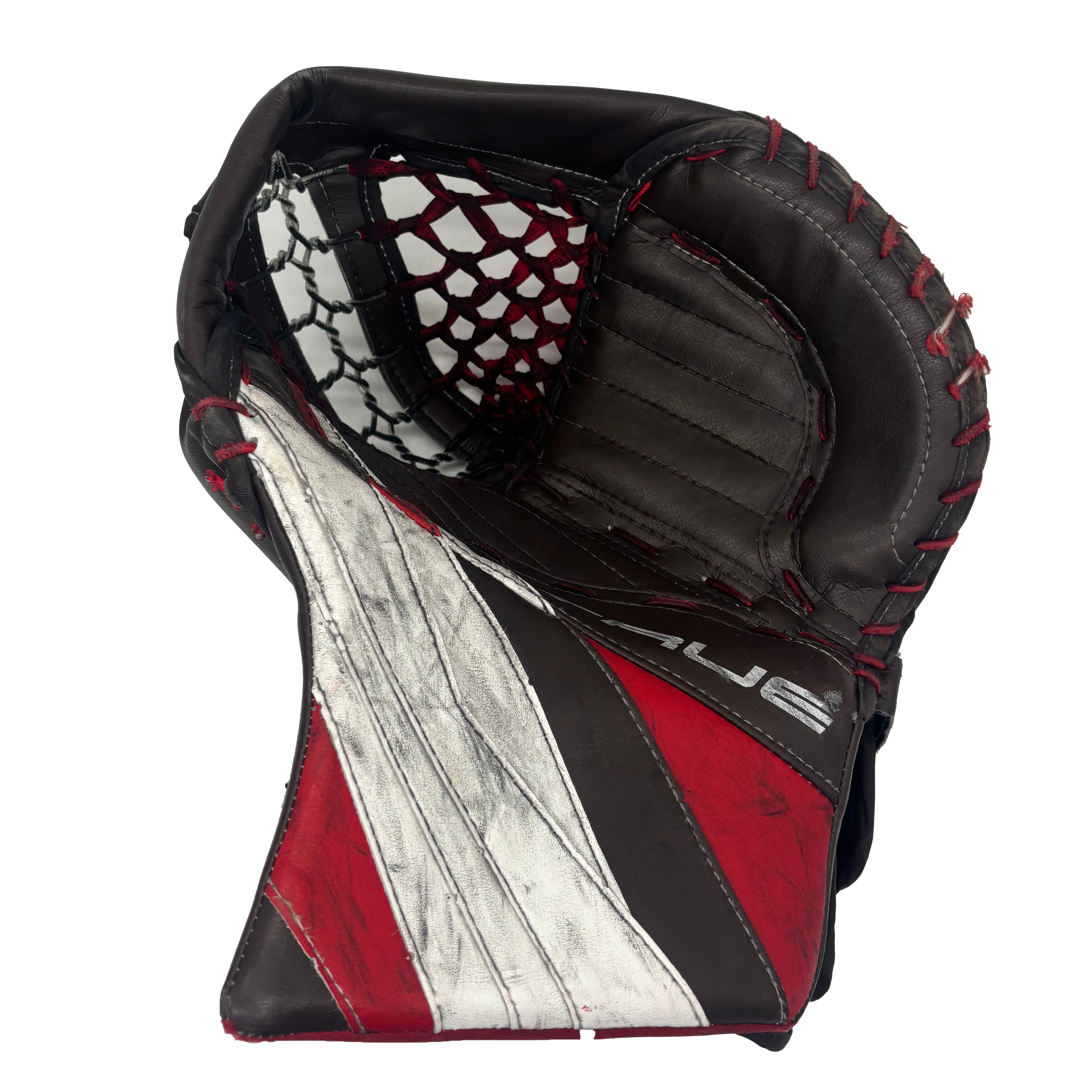 TRUE L20.2 - Used Pro Stock Goalie Glove (Brown/White/Red)