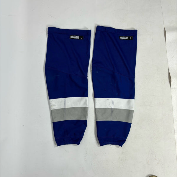 OHL - Used CCM Hockey Socks - Sudbury Wolves (Navy/White/Silver)