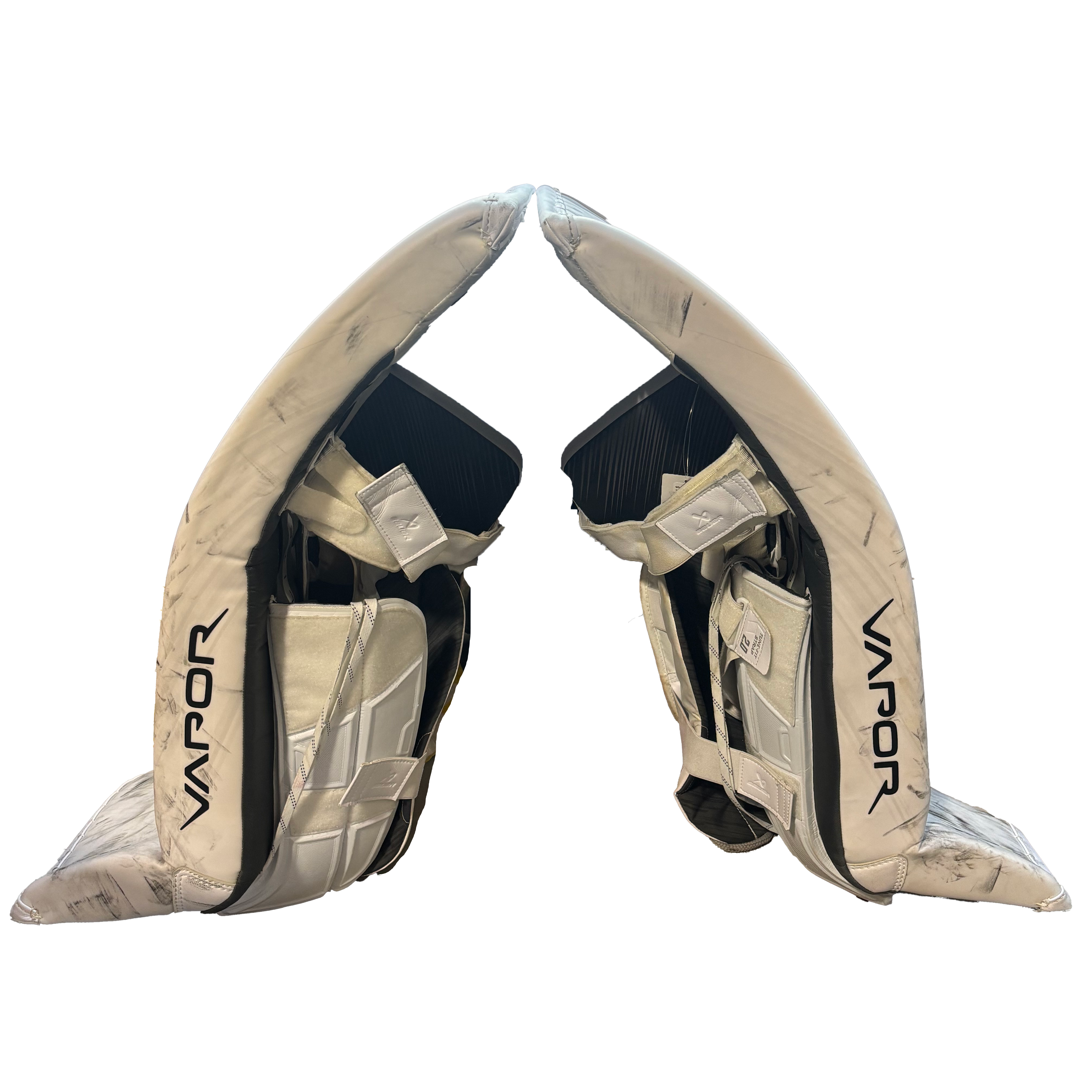 Bauer Vapor Hyperlite 2 - Used Pro Stock Goalie Pads (White/Grey)