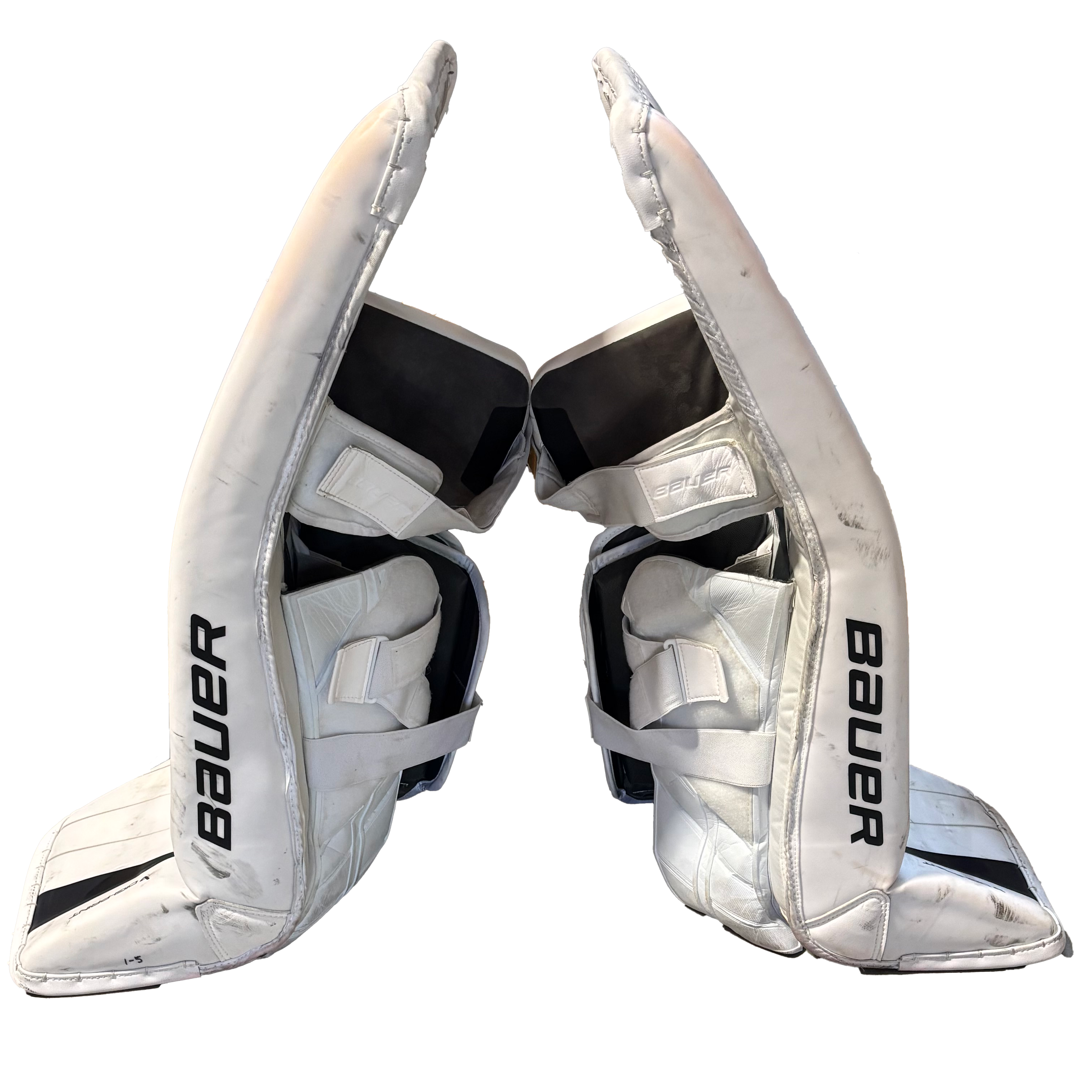 Bauer Supreme Mach - Used AHL Pro Stock Goalie Pads (White/Black)