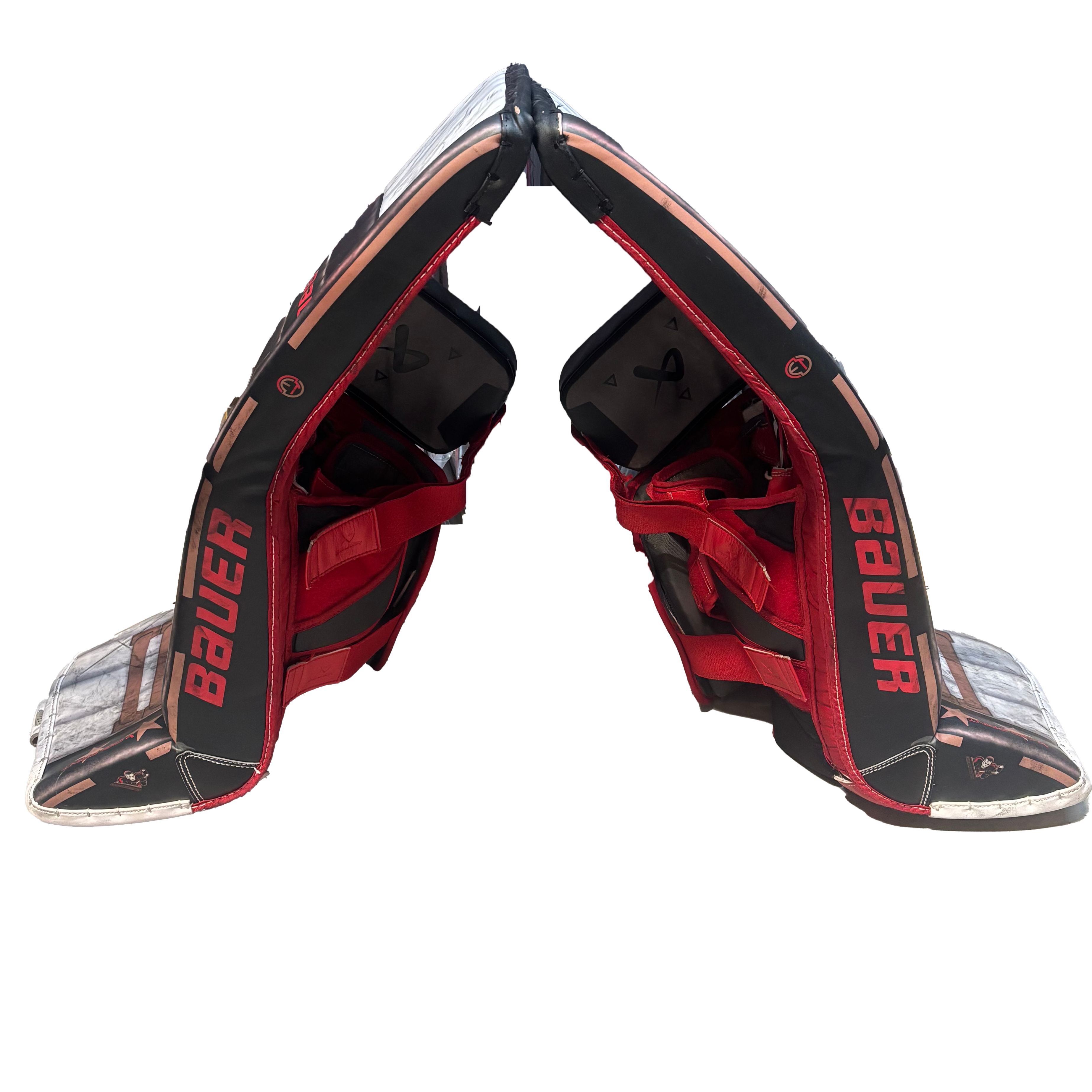 Bauer Supreme Shadow - Used Pro Stock Goalie Pads (White/Black/Copper/Red)