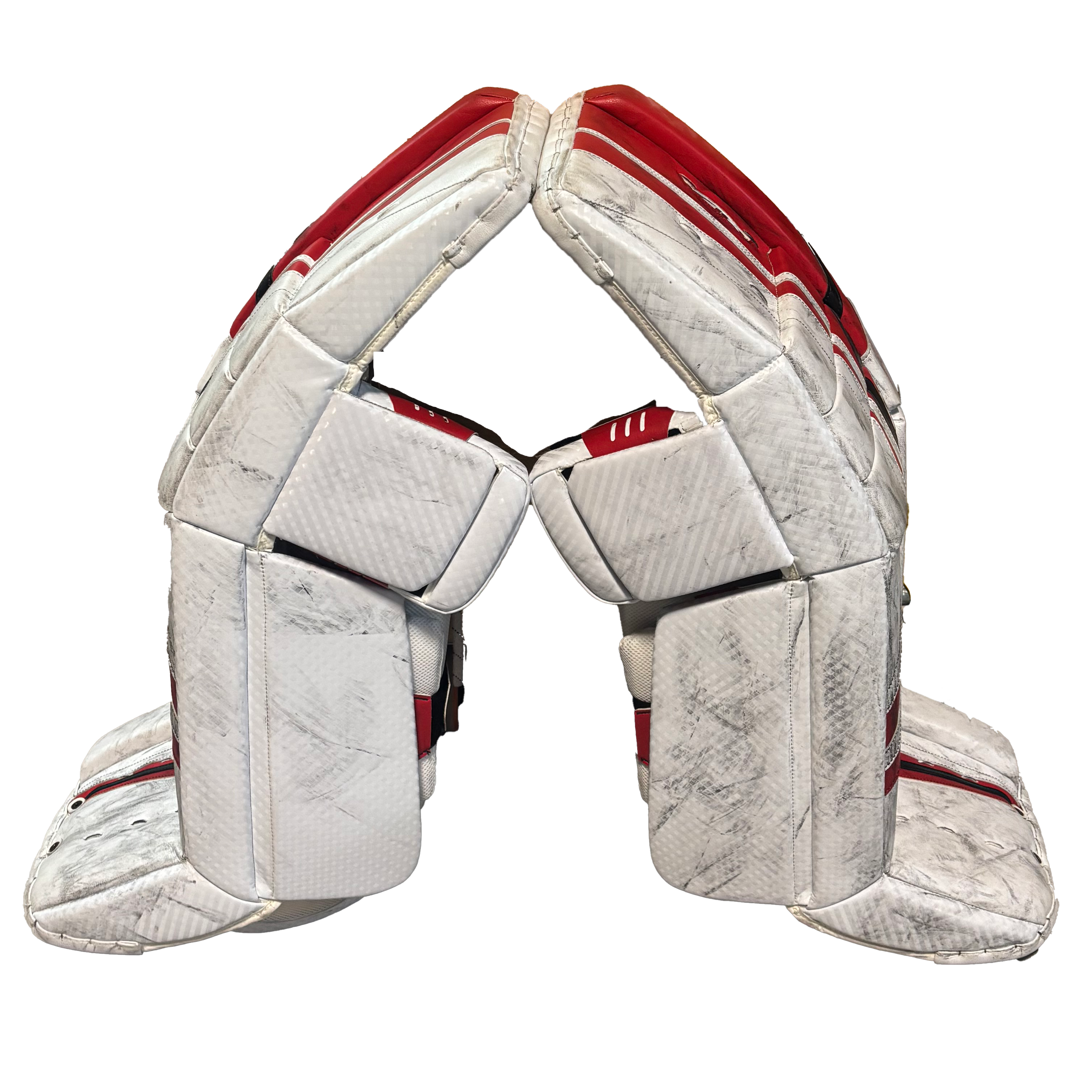 Vaughn Velocity V10 - Used Pro Stock Goalie Pads (White/Red/Black)