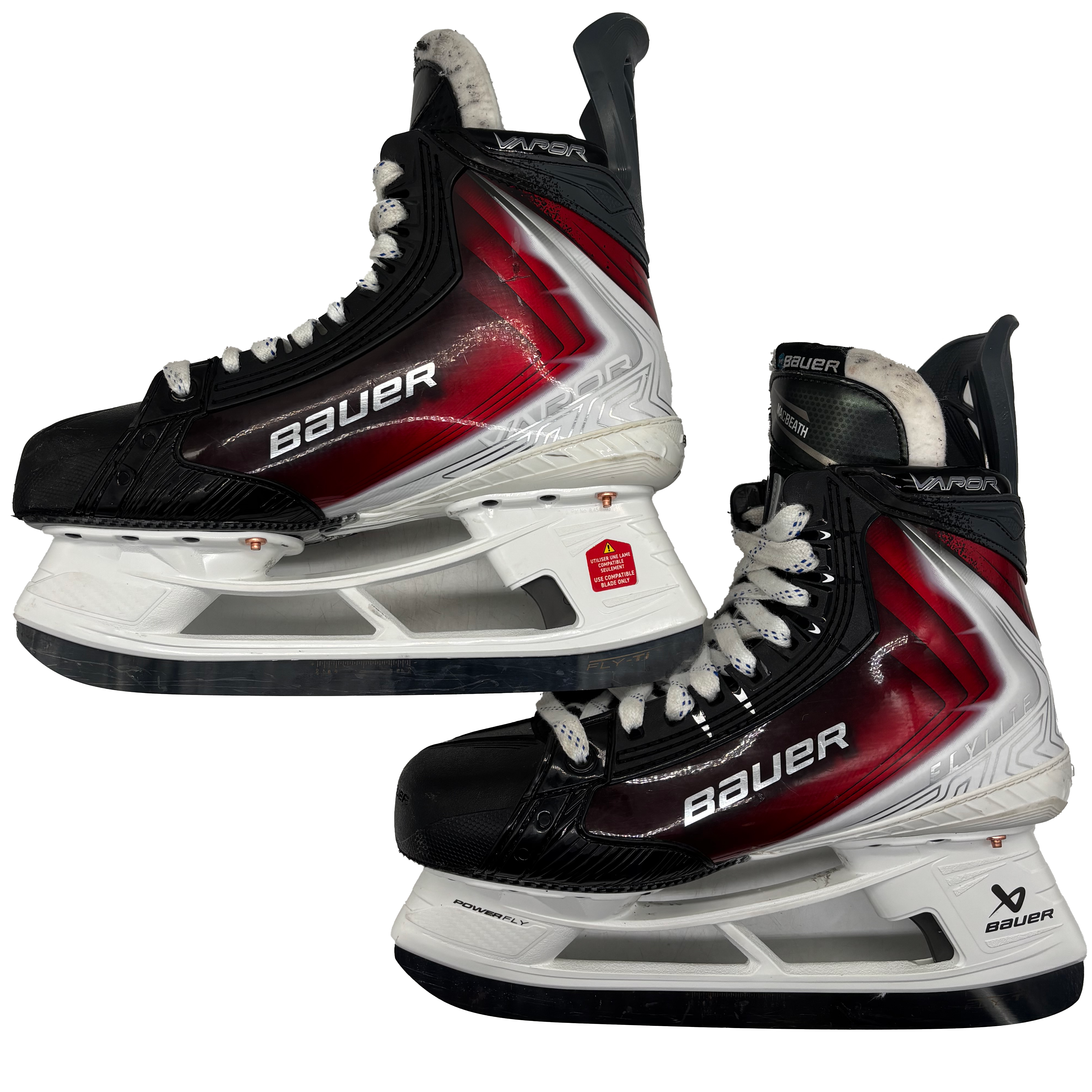 Bauer Vapor Flylite - Used Pro Stock Hockey Skates - Size 8.5E (White/Red)