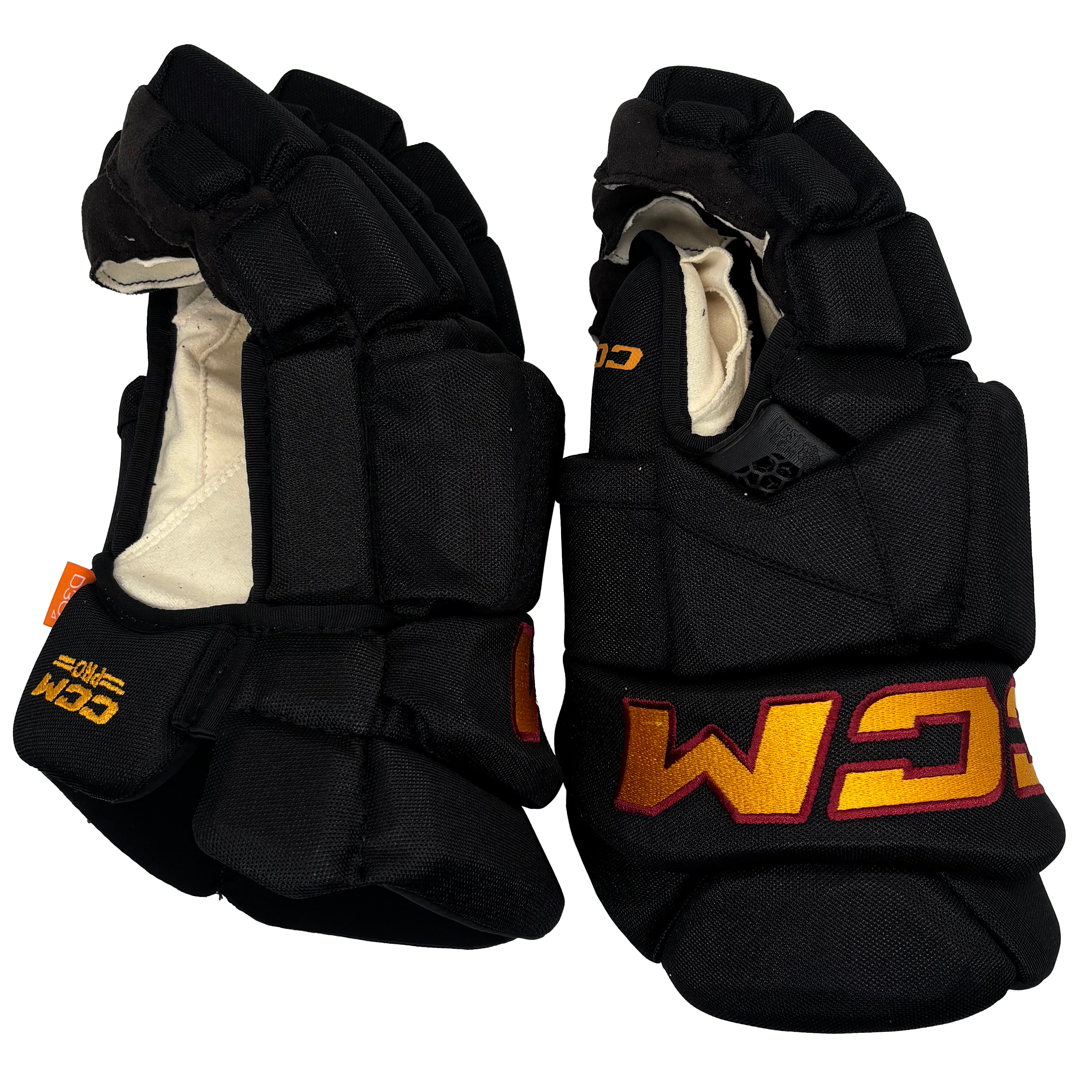 CCM HGPTKXFPP - AHL Pro Stock Hockey Gloves (Black/Gold/Maroon)