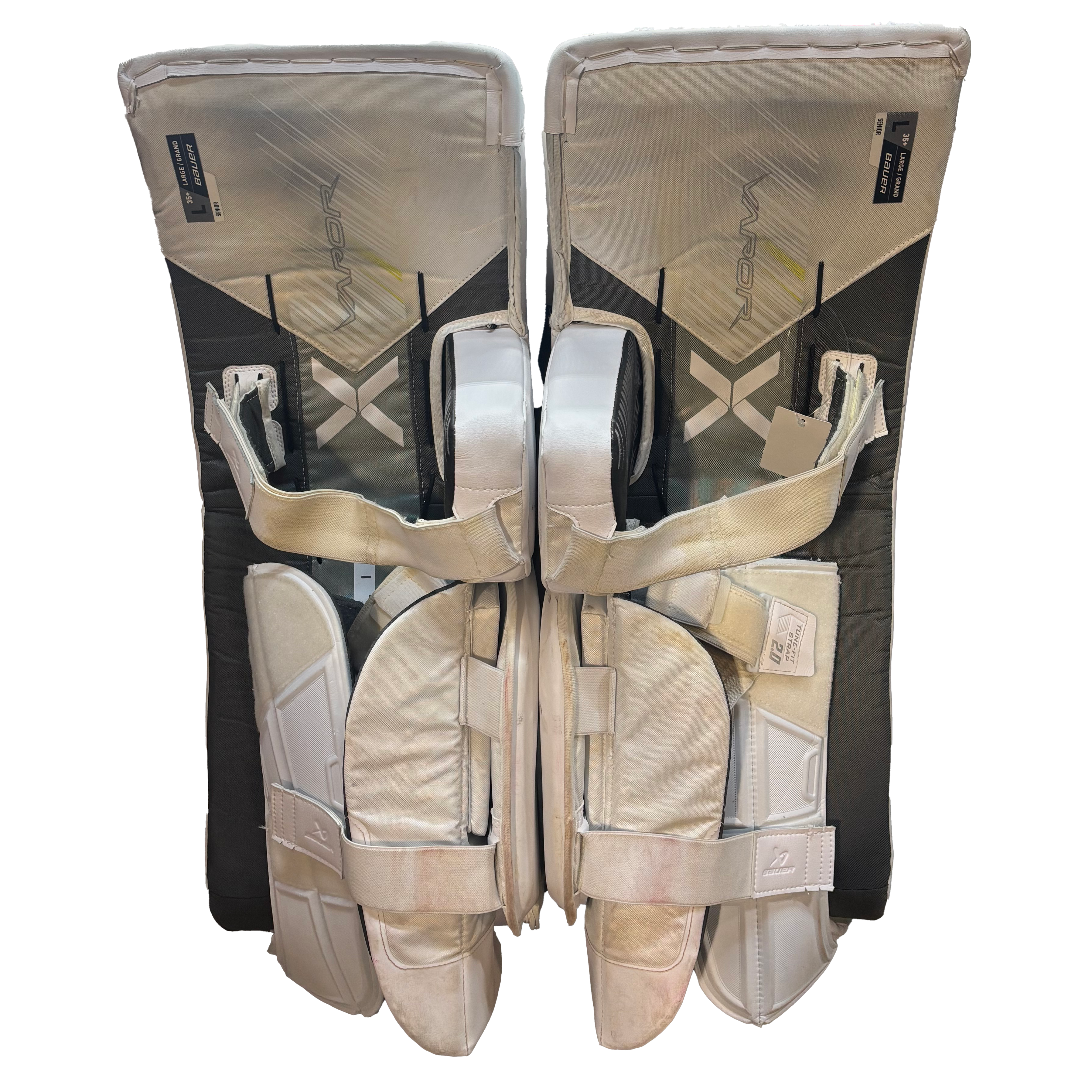 Bauer Vapor Hyperlite 2 - Used Pro Stock Goalie Pads (White/Grey)