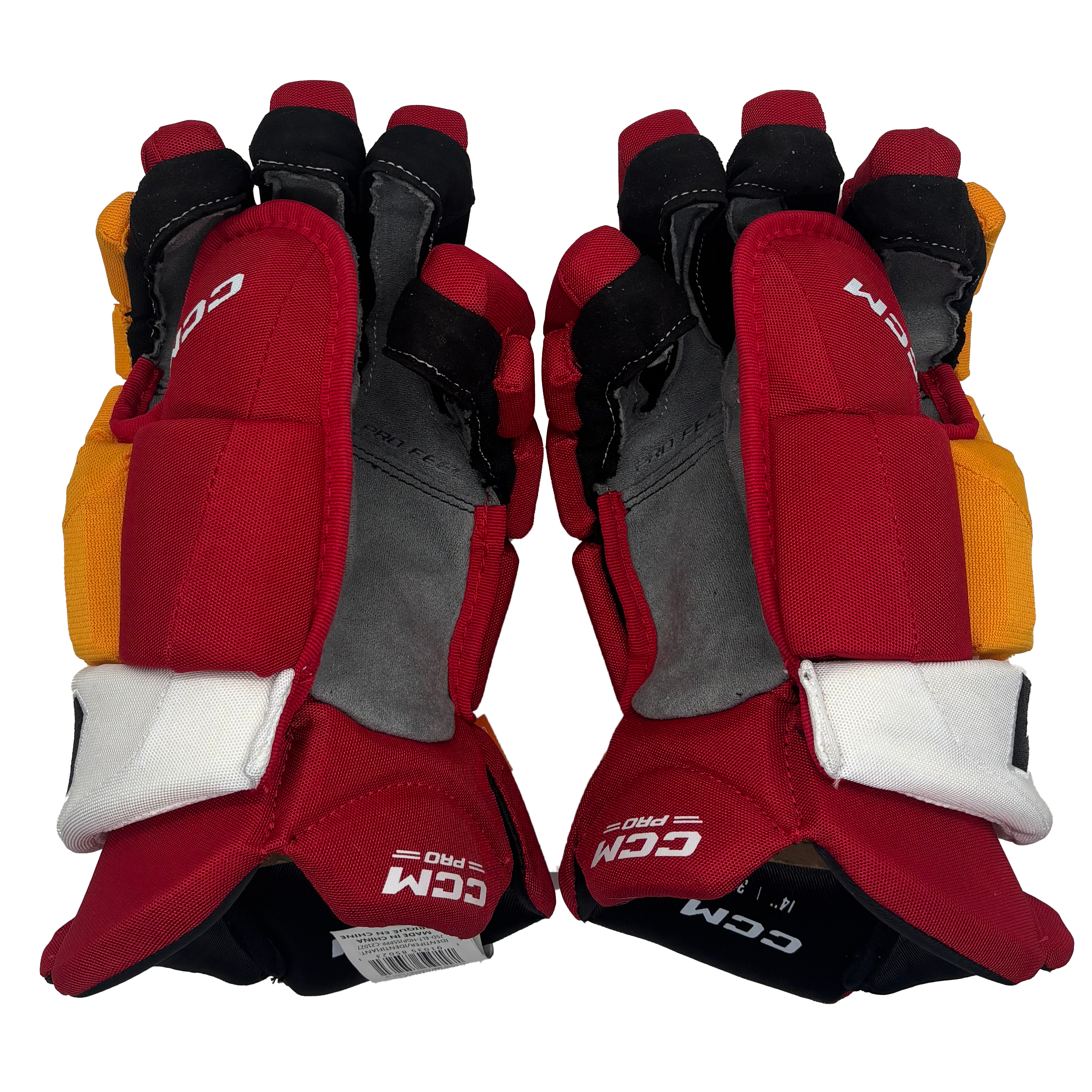 CCM HGJSPP - NHL Pro Stock Glove -  Connor Zary (Red/Yellow/White)