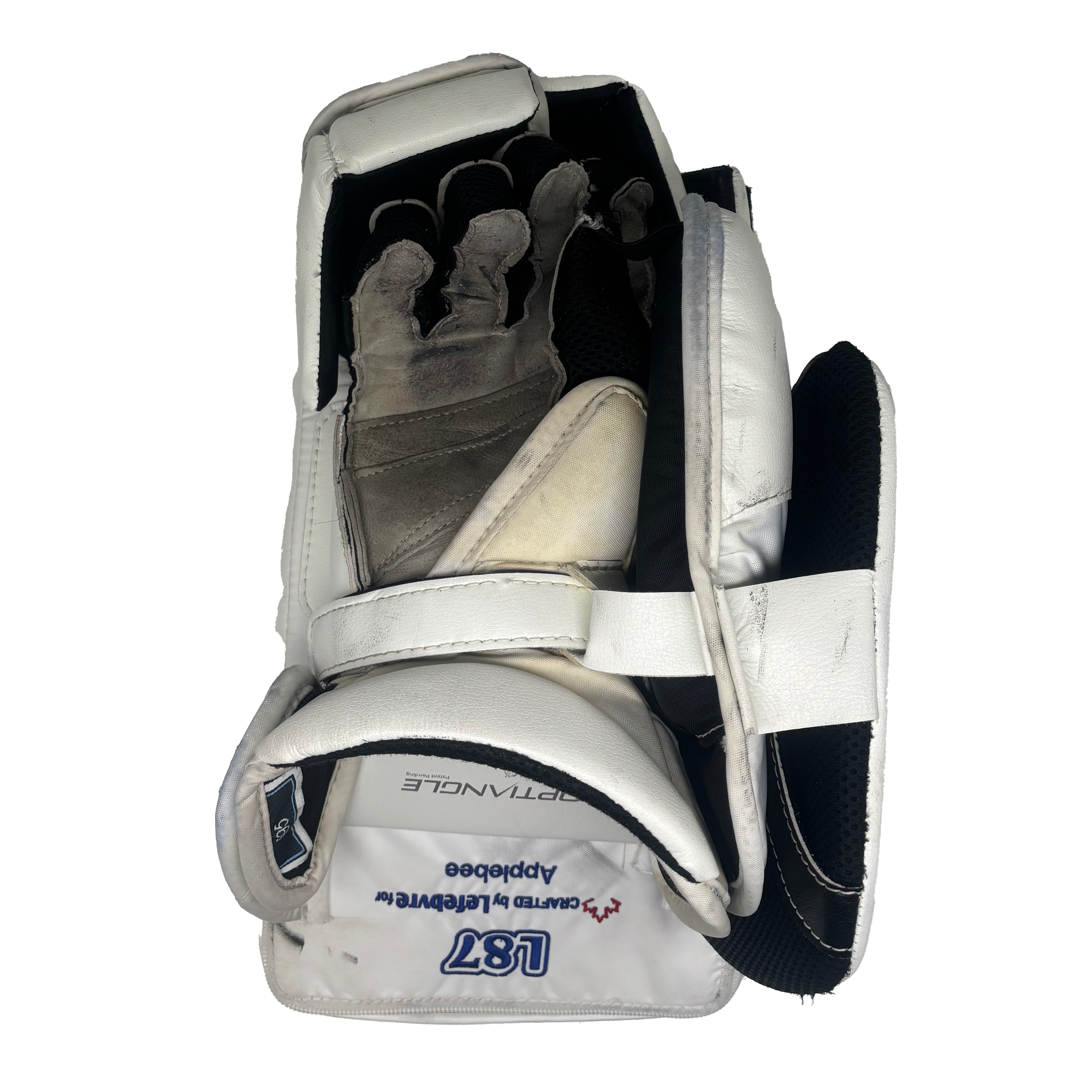 True L87 - Used NCAA Pro Stock Goalie Blocker (White/Yellow/Navy)