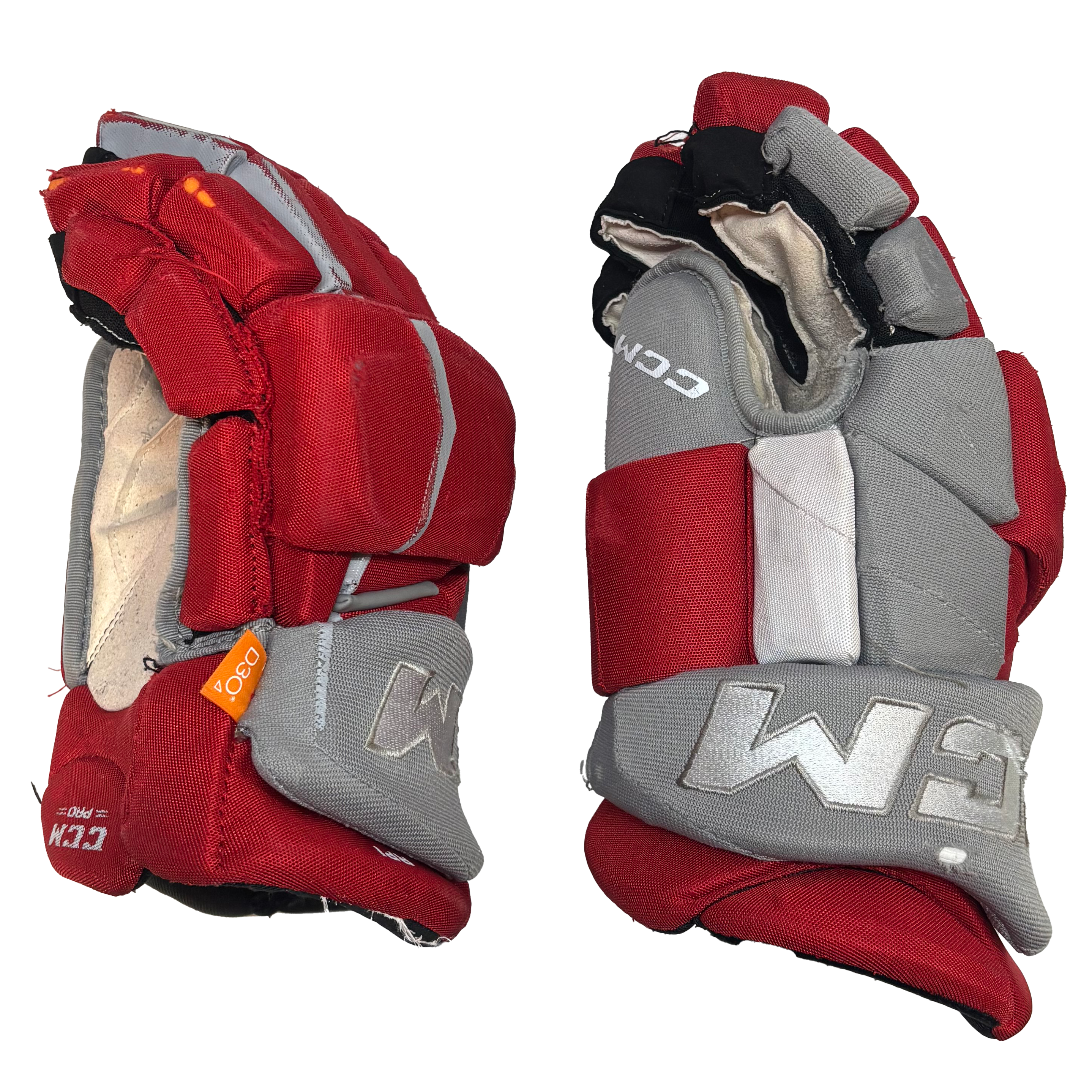 CCM HGJSPP - Used Pro Stock Hockey Glove (Red/Grey/White)