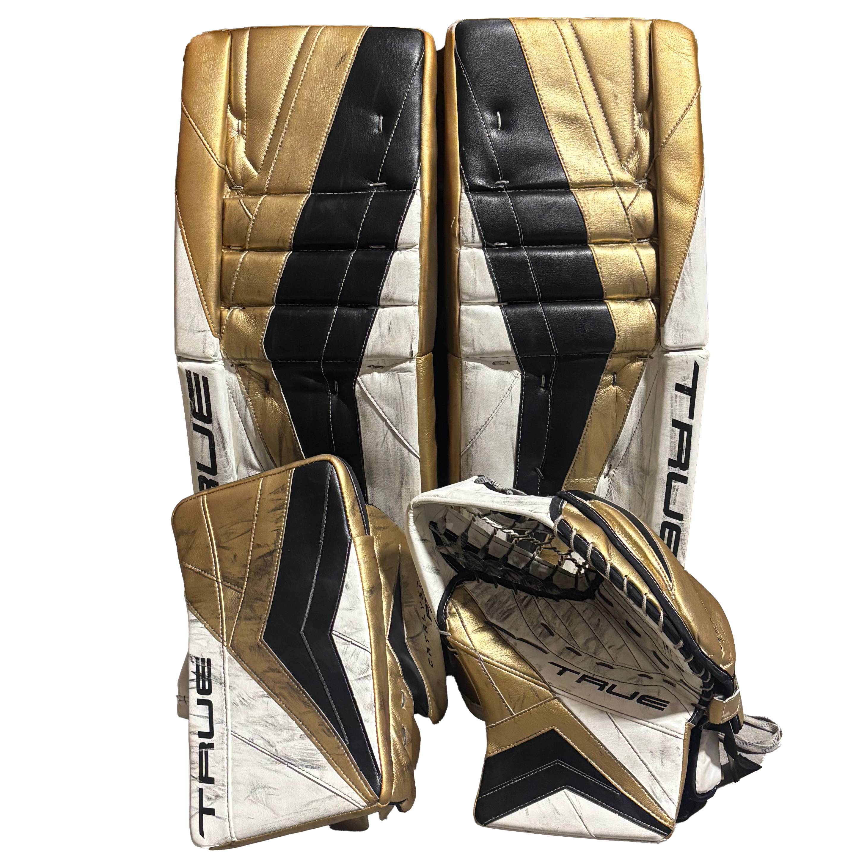 True Catalyst PX3 - Used Pro Stock Goalie Full Set (Gold/Black/White)