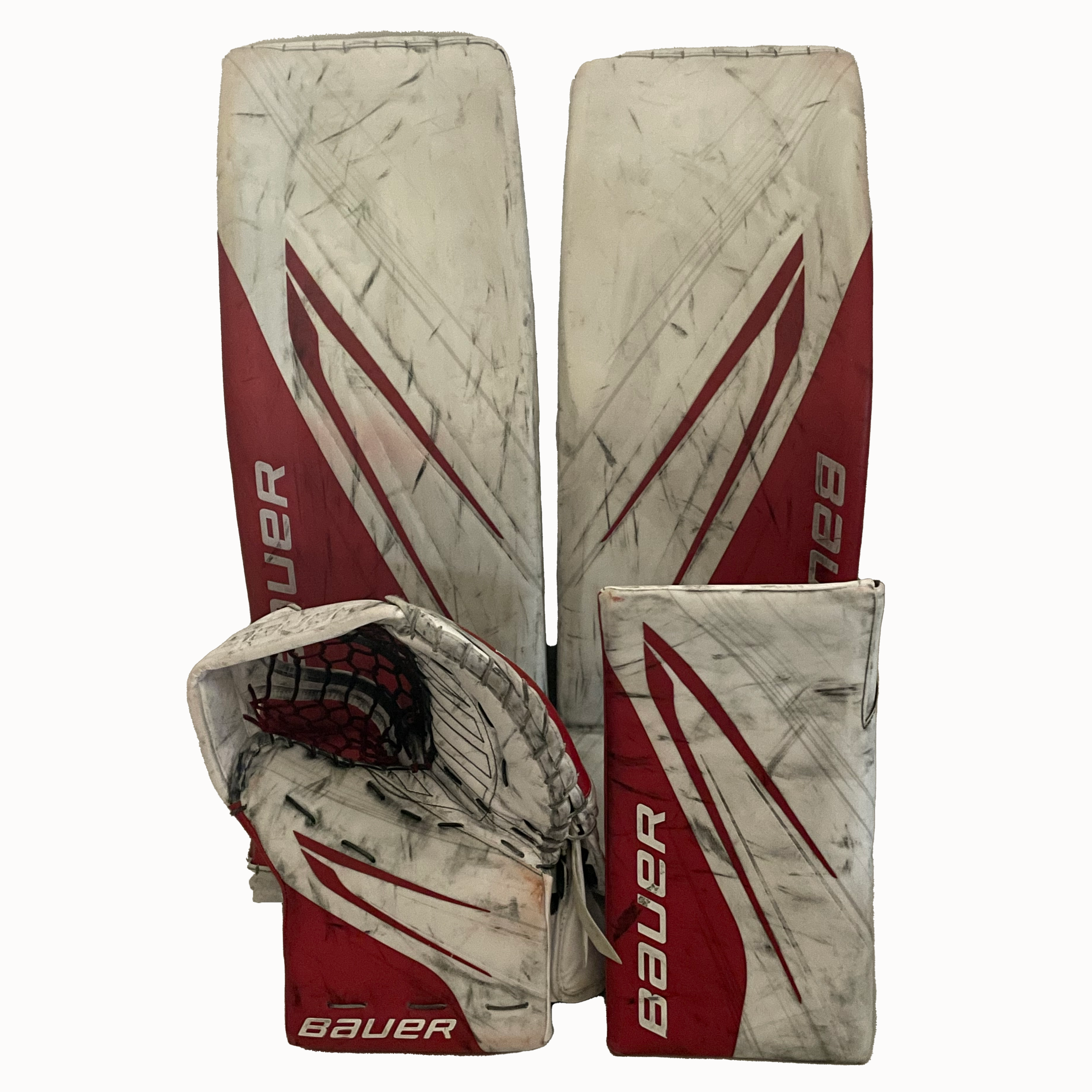 Bauer Vapor Hyperlite 2 - Ensemble de gardien de but complet Pro Stock Senior d'occasion (blanc/rouge)