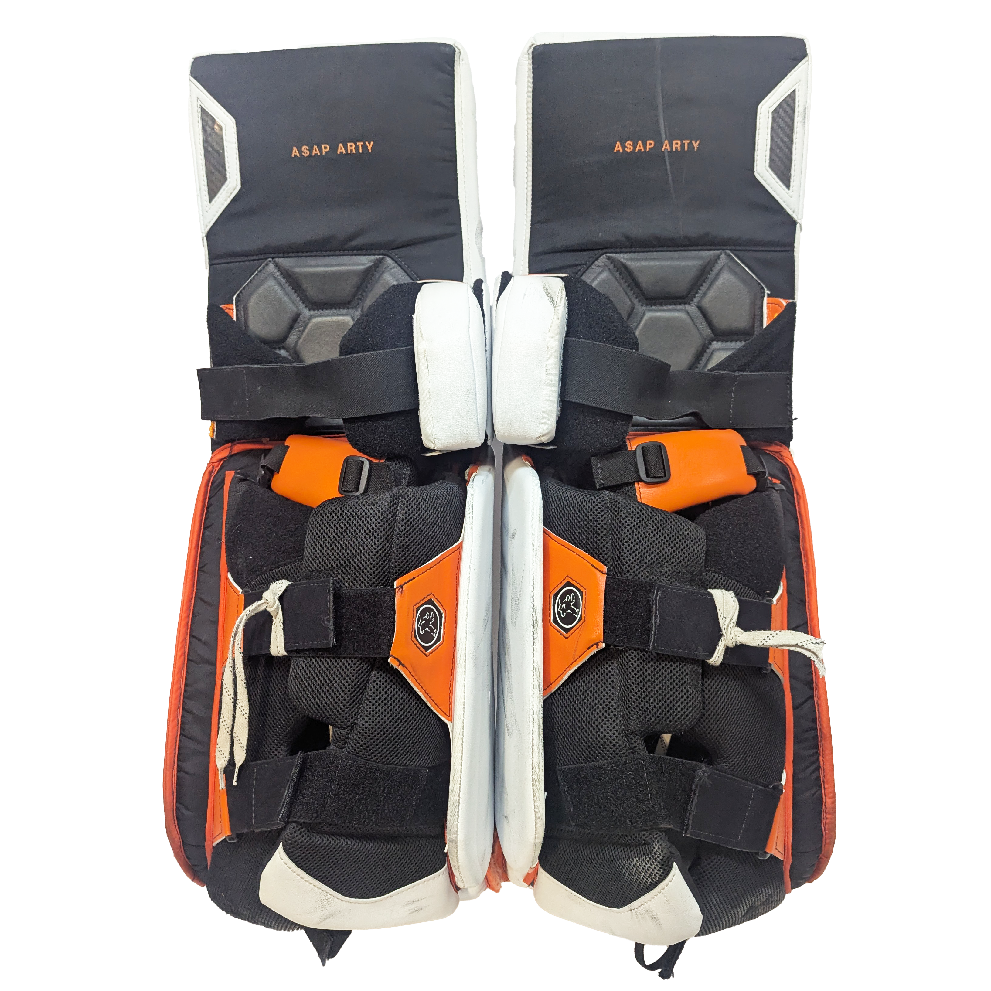Vaughn Ventus SLR3 - Jambières de gardien de but Pro Stock d'occasion (blanc/orange)