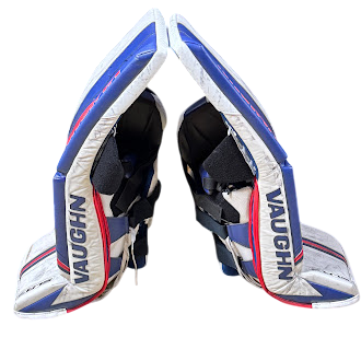 Vaughn SLR3 - Jambières de gardien de but Pro Stock d'occasion (blanc/bleu/rouge) n° 2