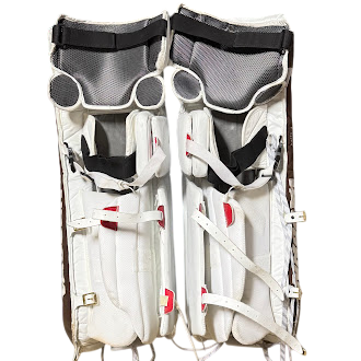 Vaughn Velocity V7 - Jambières de gardien de but Pro Stock d'occasion (blanc/marron/rouge)