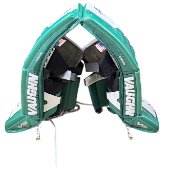 Jambières de gardien de but Vaughn Velocity V9 d'occasion (vertes/blanches)