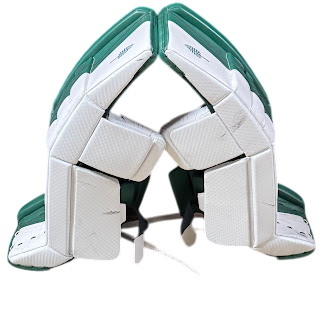 Jambières de gardien de but Vaughn Velocity V9 d'occasion (vertes/blanches)