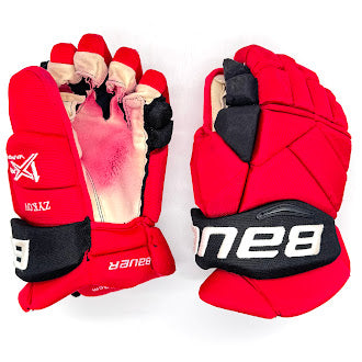 Bauer Vapor 1X Pro - Gant de hockey professionnel d'occasion de la LNH - Valentin Zykov (rouge/noir)