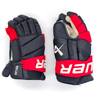 Bauer Vapor Hyperlite - Gants d'occasion NHL Pro Stock - Martin Necas (noir/rouge)