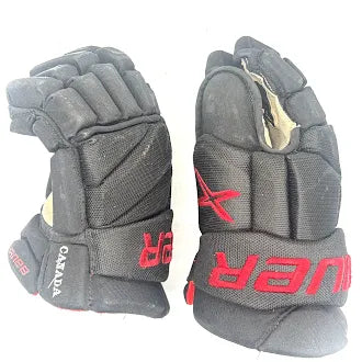 Bauer Vapor Hyperlite - Used Team Canada Pro Stock Hockey Gloves (Black/Red)