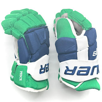 Bauer Supreme 1S - Gant NHL Pro Stock d'occasion - Brett Pesce (Bleu/Vert/Blanc)