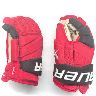 Bauer Vapor Hyperlite - Gants d'occasion NHL Pro Stock - Taylor Hall (rouge/noir)