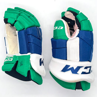 CCM HGTK - Gant d'occasion NHL Pro Stock - Hurricanes de la Caroline (bleu/vert/blanc)