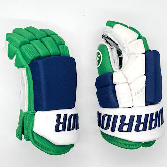 Warrior Covert QR1 Pro – Gant d'occasion Pro Stock de la LNH – Brendan Lemieux (bleu/vert/blanc)