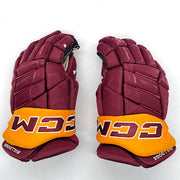 CCM HGJS - Used NCAA Pro Stock Hockey Glove (Maroon/Yellow)
